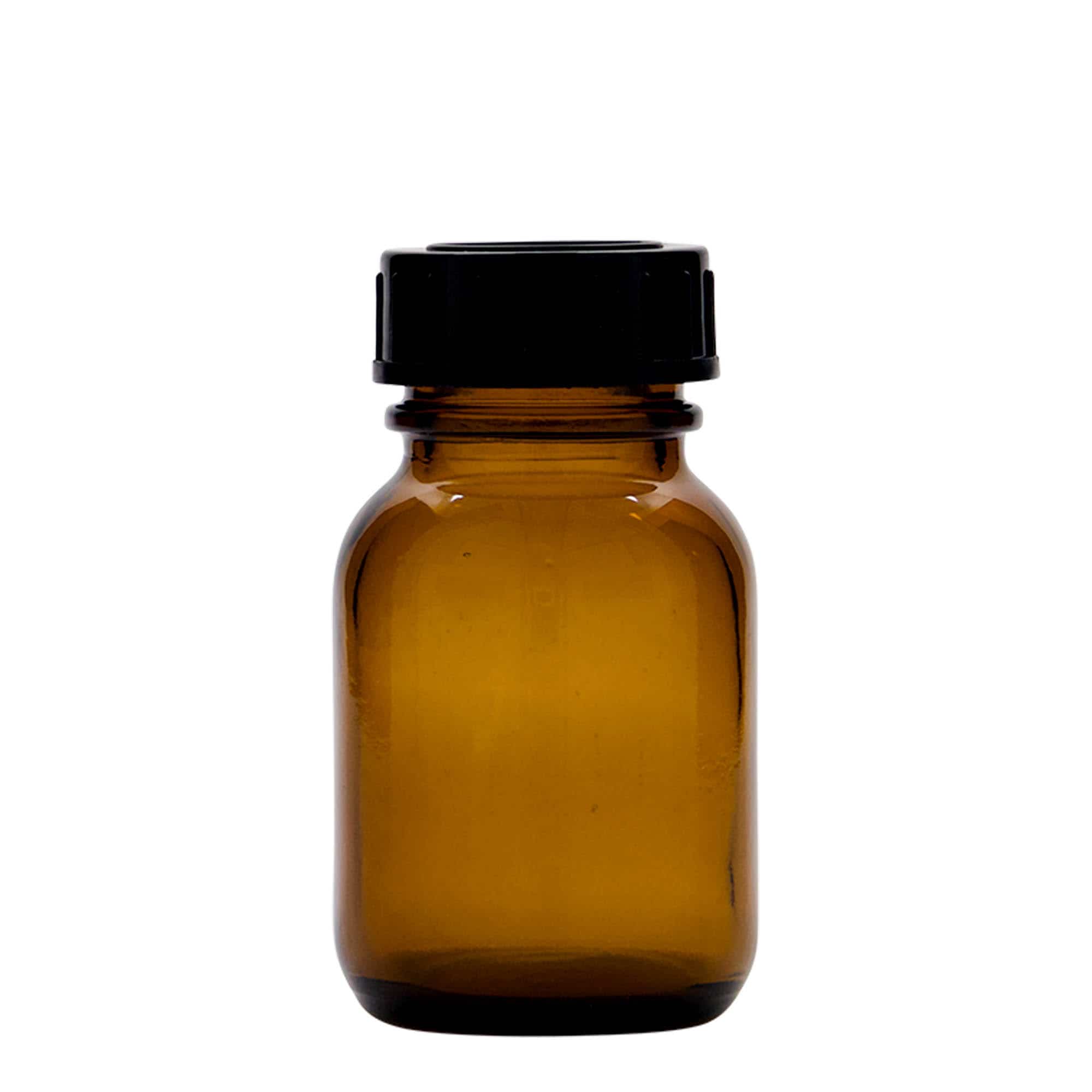 Pot met brede hals, 50 ml, bruin, monding: DIN 32