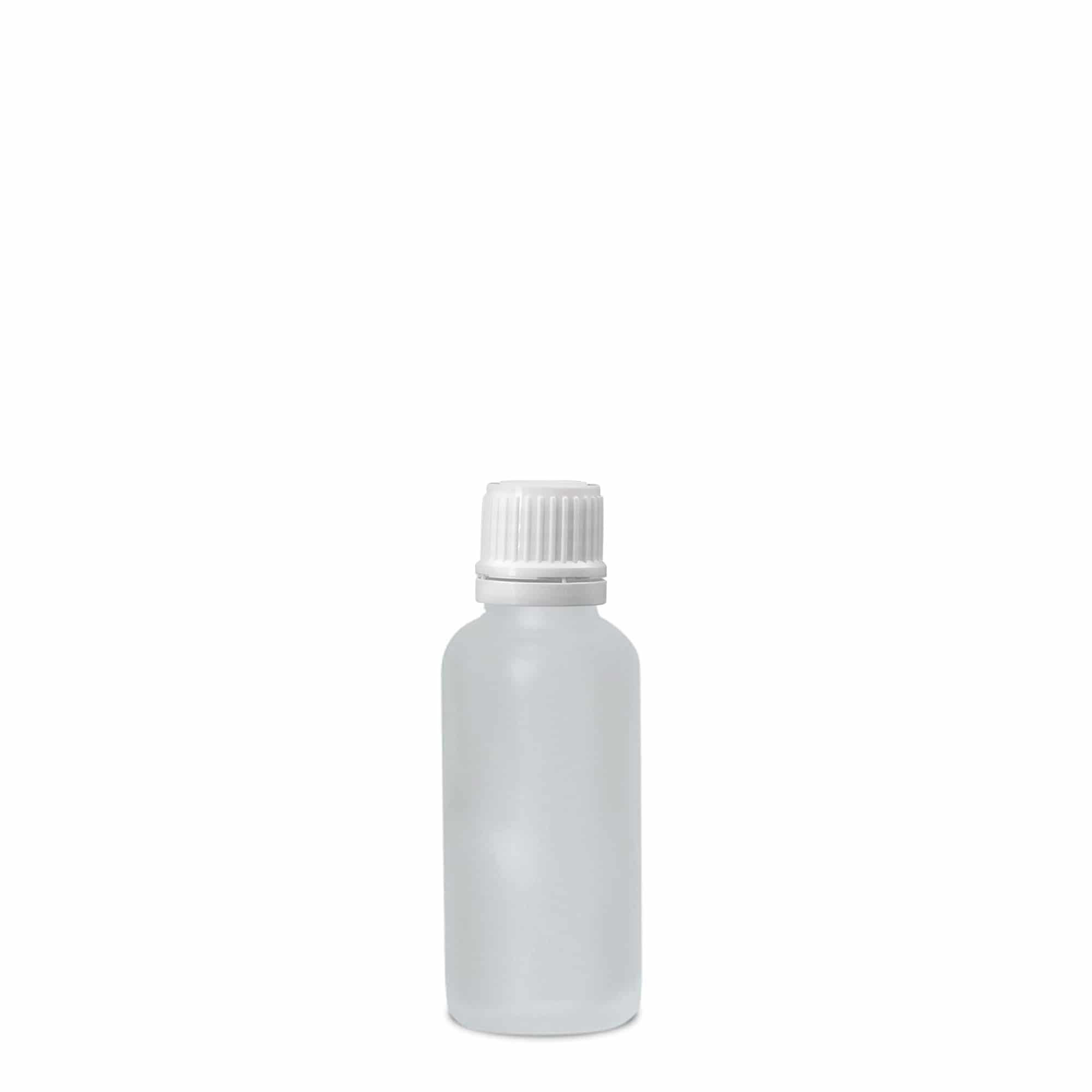 30 ml medicijnflesje, glas, geëtst, opening: DIN 18