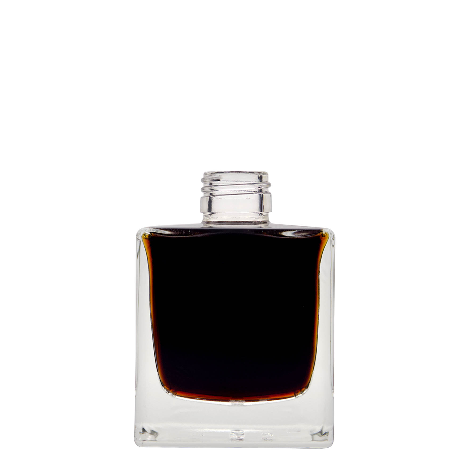 200 ml glazen fles 'Cube', vierkant, hals: PP 28 200 ml glazen fles 'Cube', vierkant, hals: PP 28
