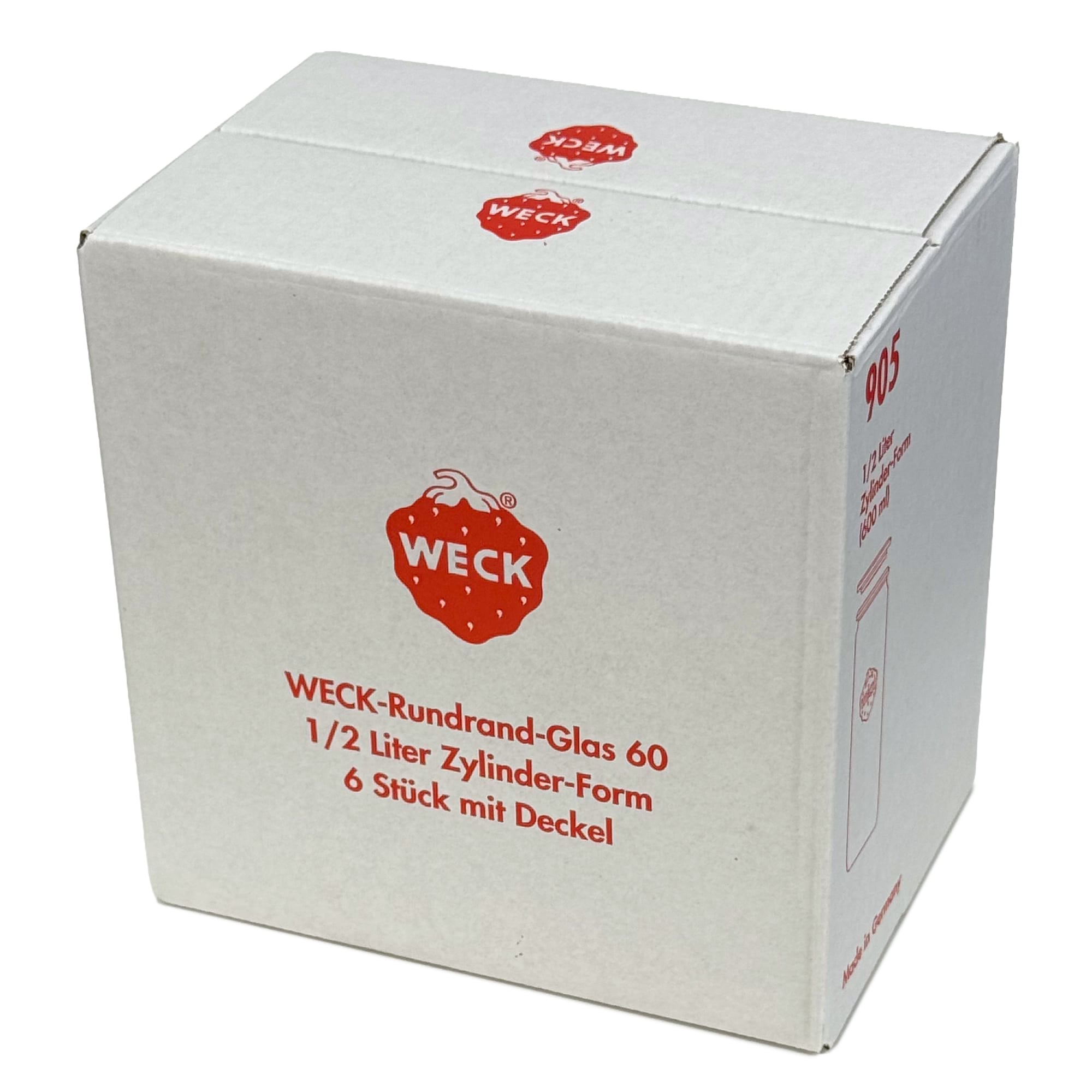 6x 600 ml WECK-cilinderglas met glazen deksel RR 60