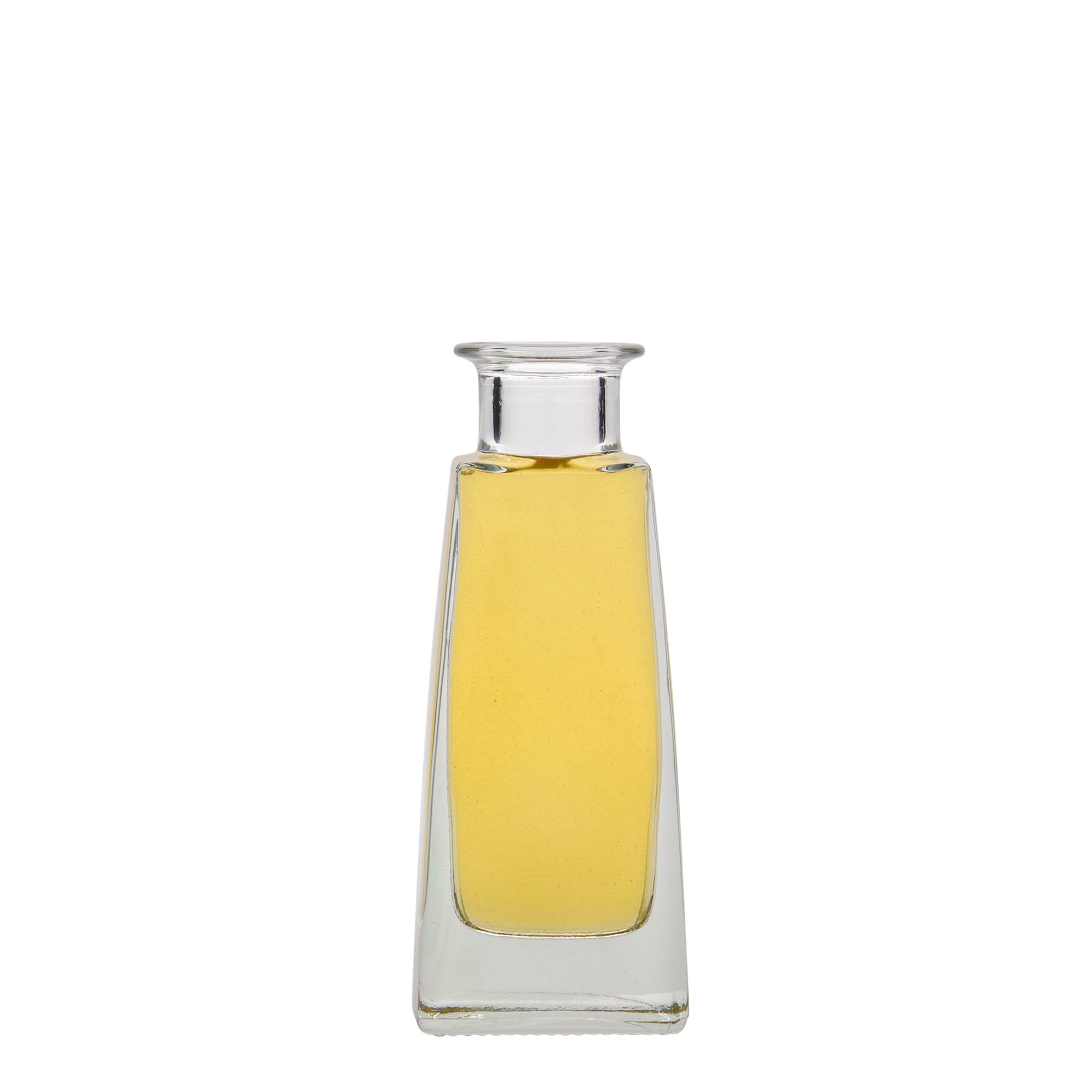 100 ml glazen fles 'Timmy', rechthoekig, opening: kurk 100 ml glazen fles 'Timmy', rechthoekig, opening: kurk