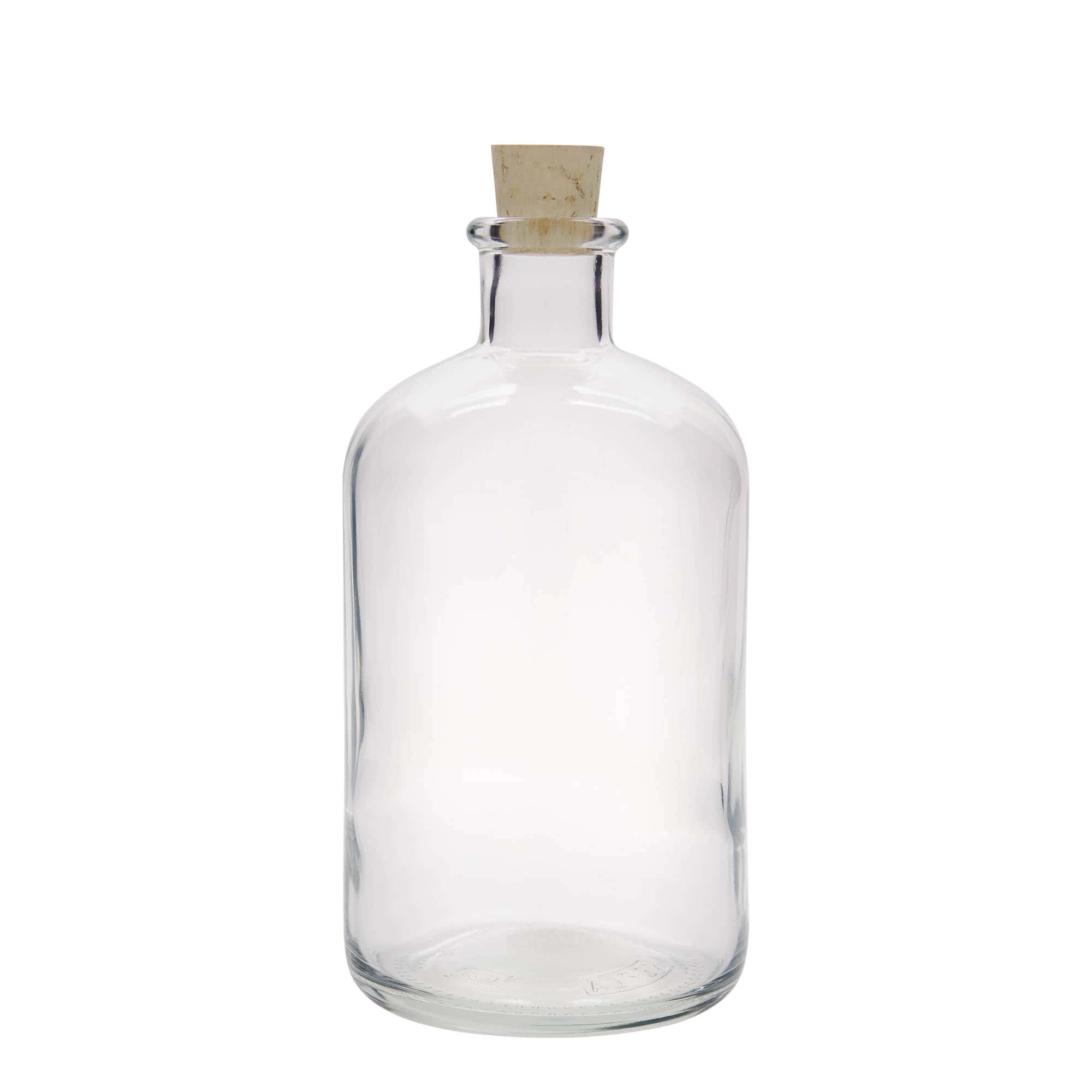 Glazen fles Apotheker, 1000 ml, monding: kurk