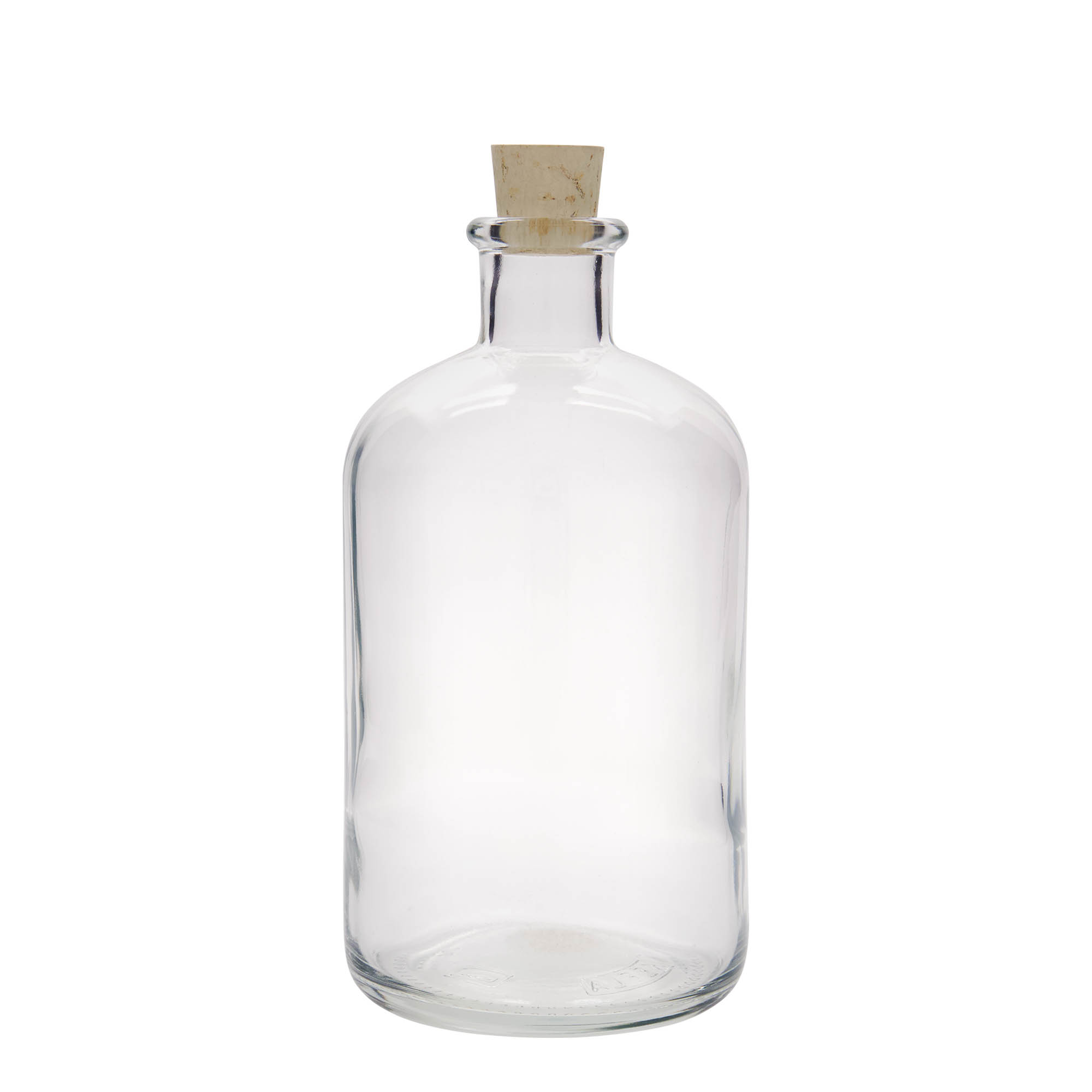 1.000 ml glazen apothekersfles, opening: kurk