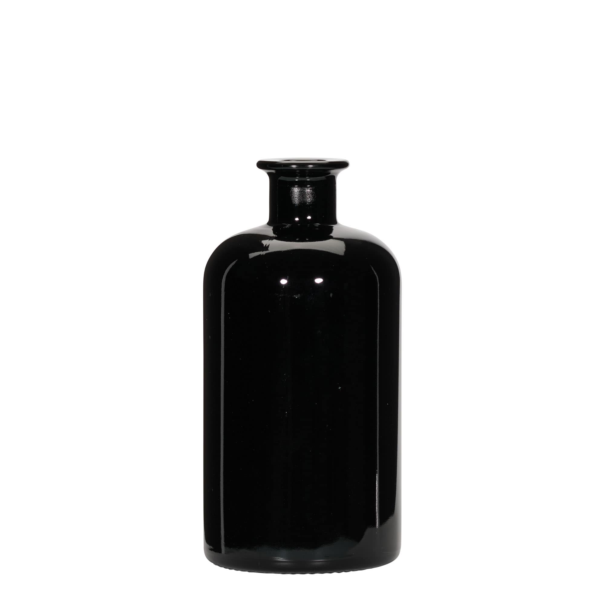 500 ml glazen apothekersfles, zwart, opening: kurk 500 ml glazen apothekersfles, zwart, opening: kurk