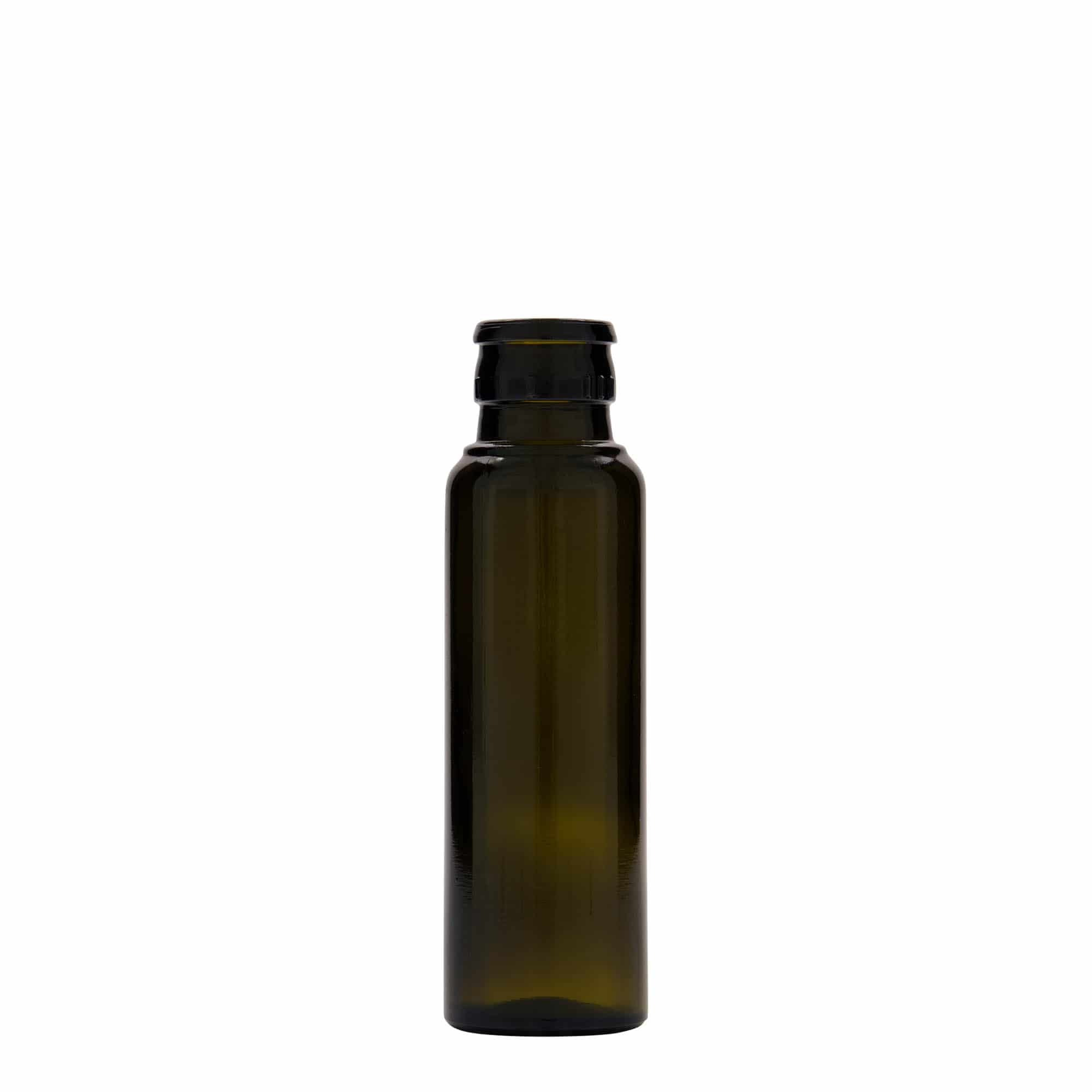 100 ml azijn-/olieflacon 'Willy New', glas, antiekgroen, mondstuk: DOP