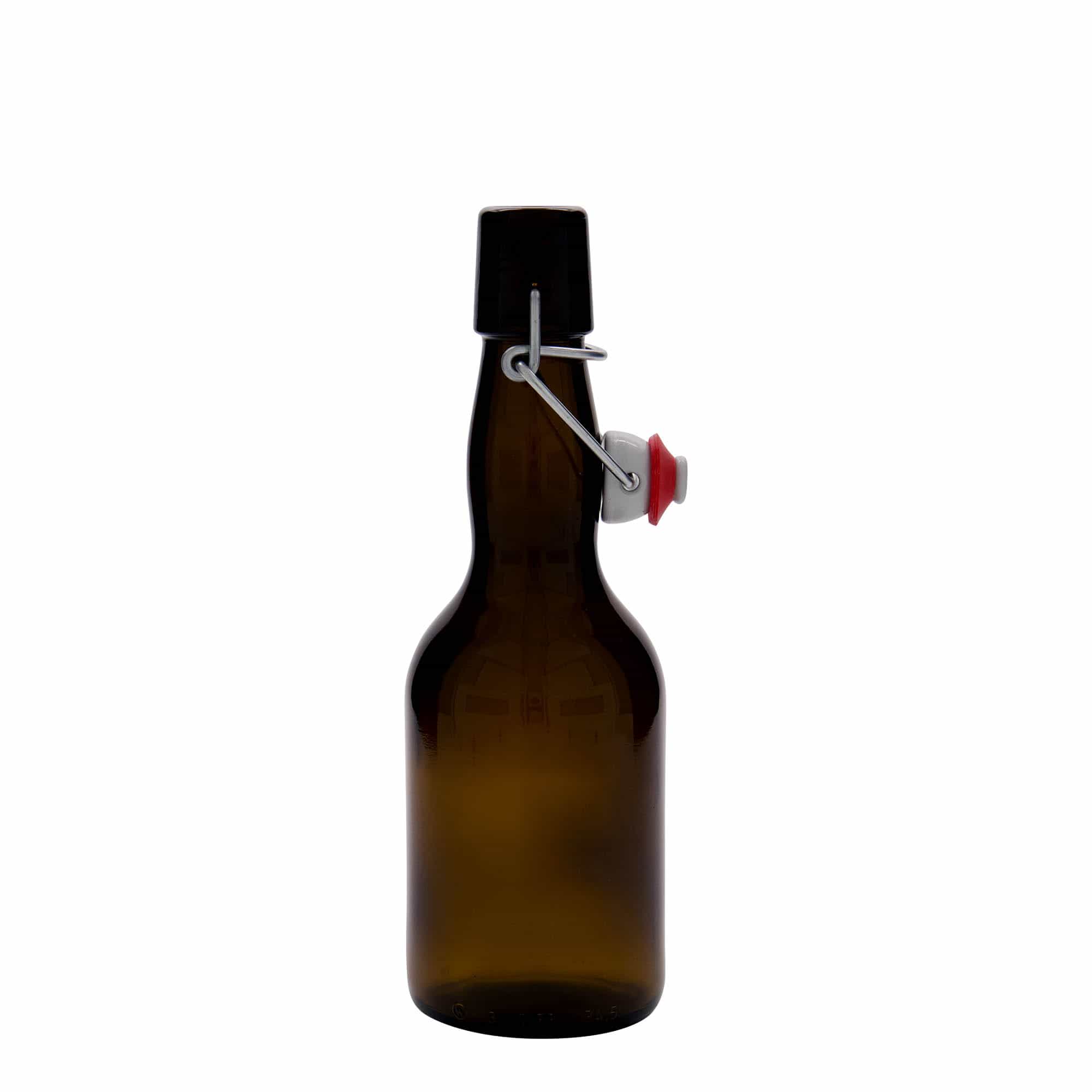330 ml bierfles met hals, glas, bruin, opening: beugelsluiting