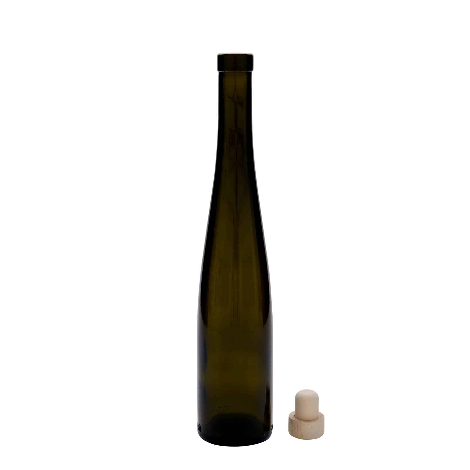 Glazen fles 'Weinschlegel', 375 ml, antiekgroen, monding: kurk