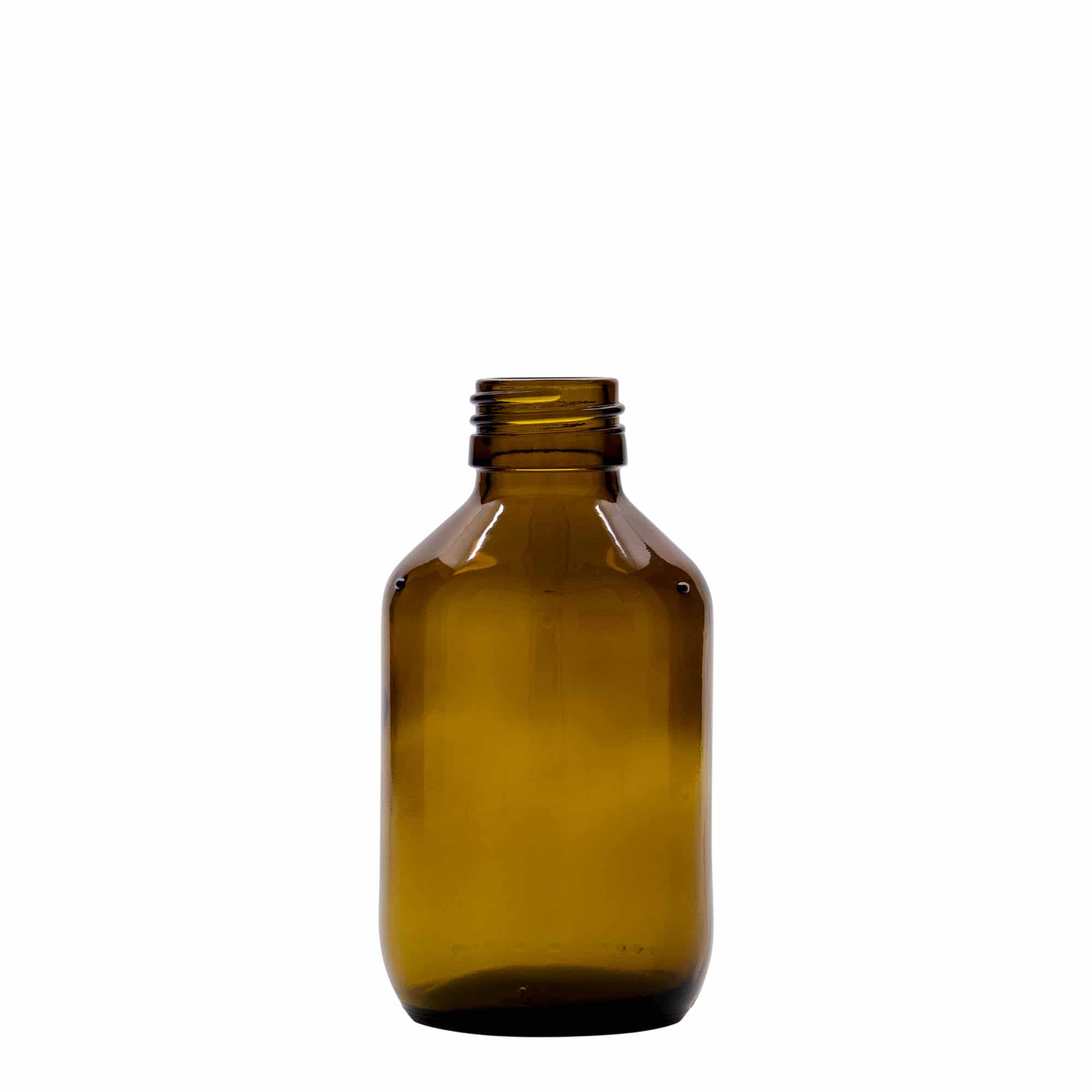 Medicijnfles, 150 ml, bruin, glas, monding: PP 28 Medicijnfles, 150 ml, bruin, glas, monding: PP 28
