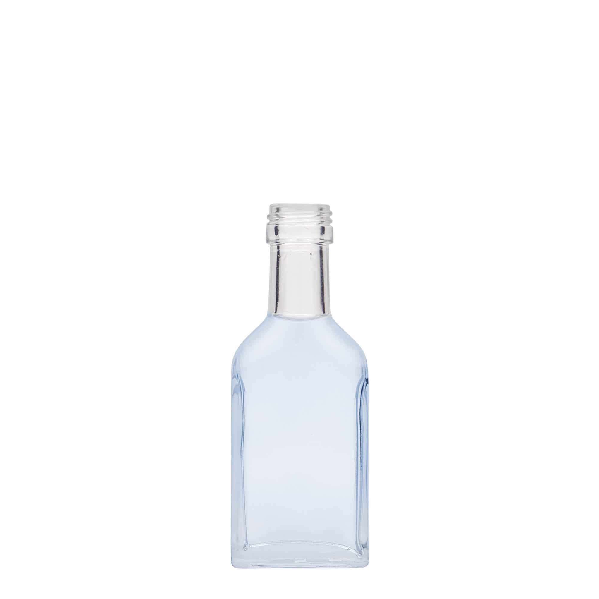 40 ml zakfles met lange hals, rechthoekig, glas, mondstuk: PP 22