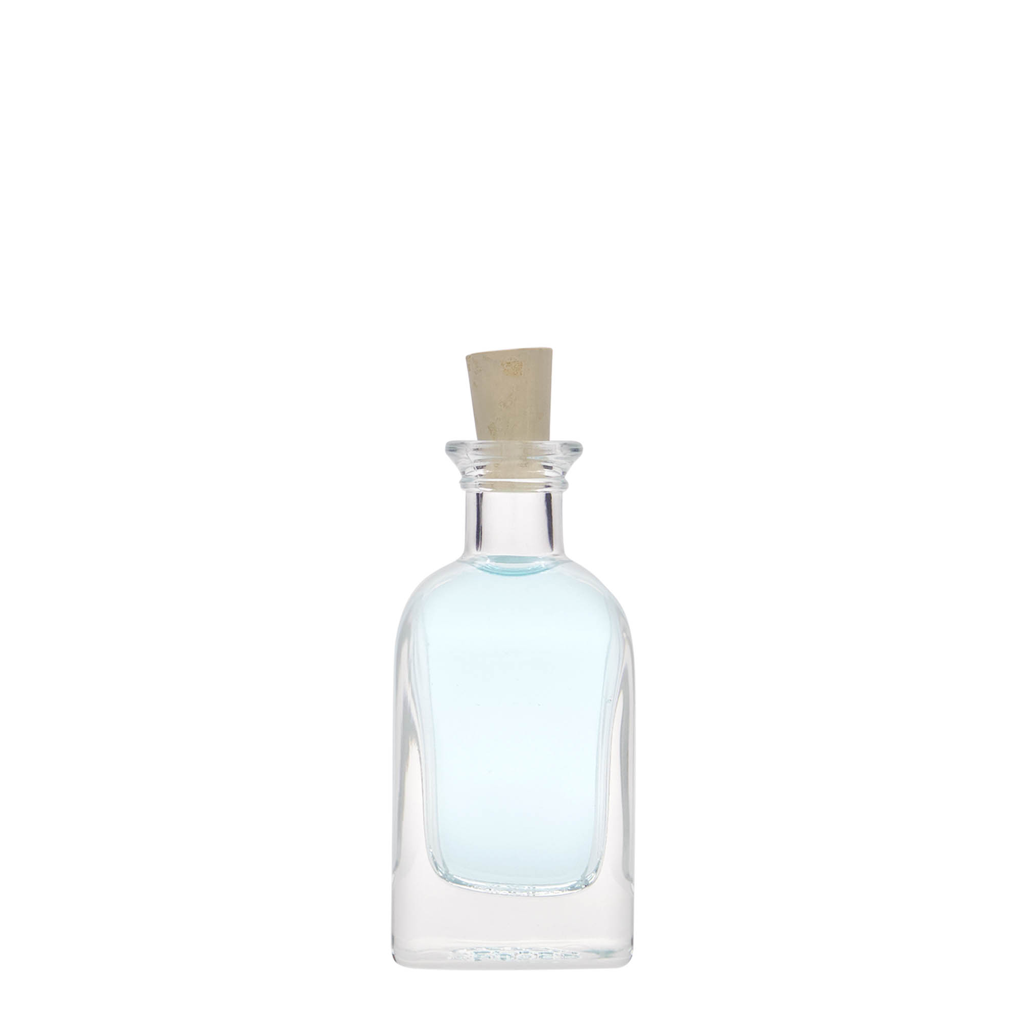 40 ml glazen fles Apotheker Carré, vierkant, opening: kurk 40 ml glazen fles Apotheker Carré, vierkant, opening: kurk