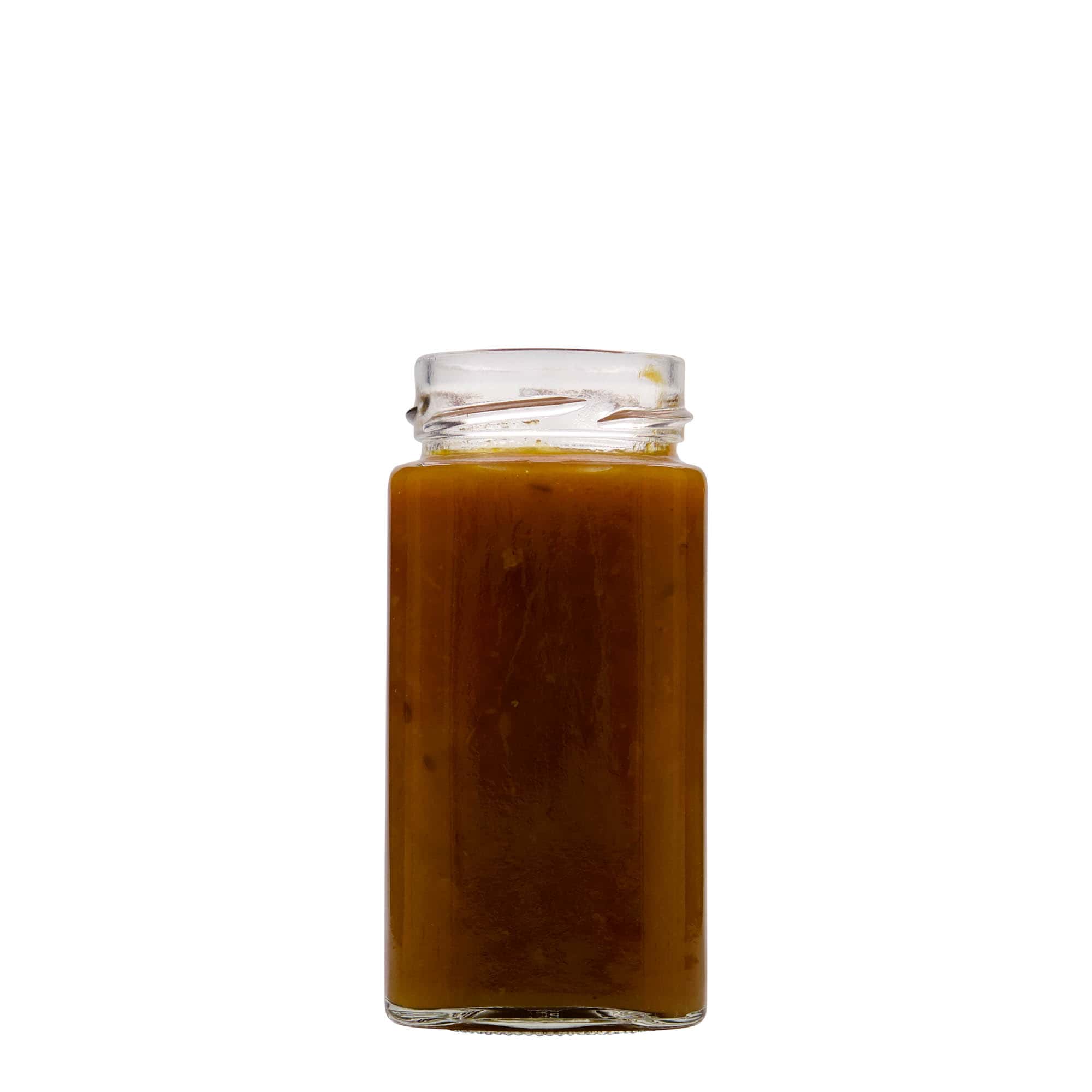 314 ml vierkantglas 'Funny', opening: Deep-Twist-Off (DTO 58)