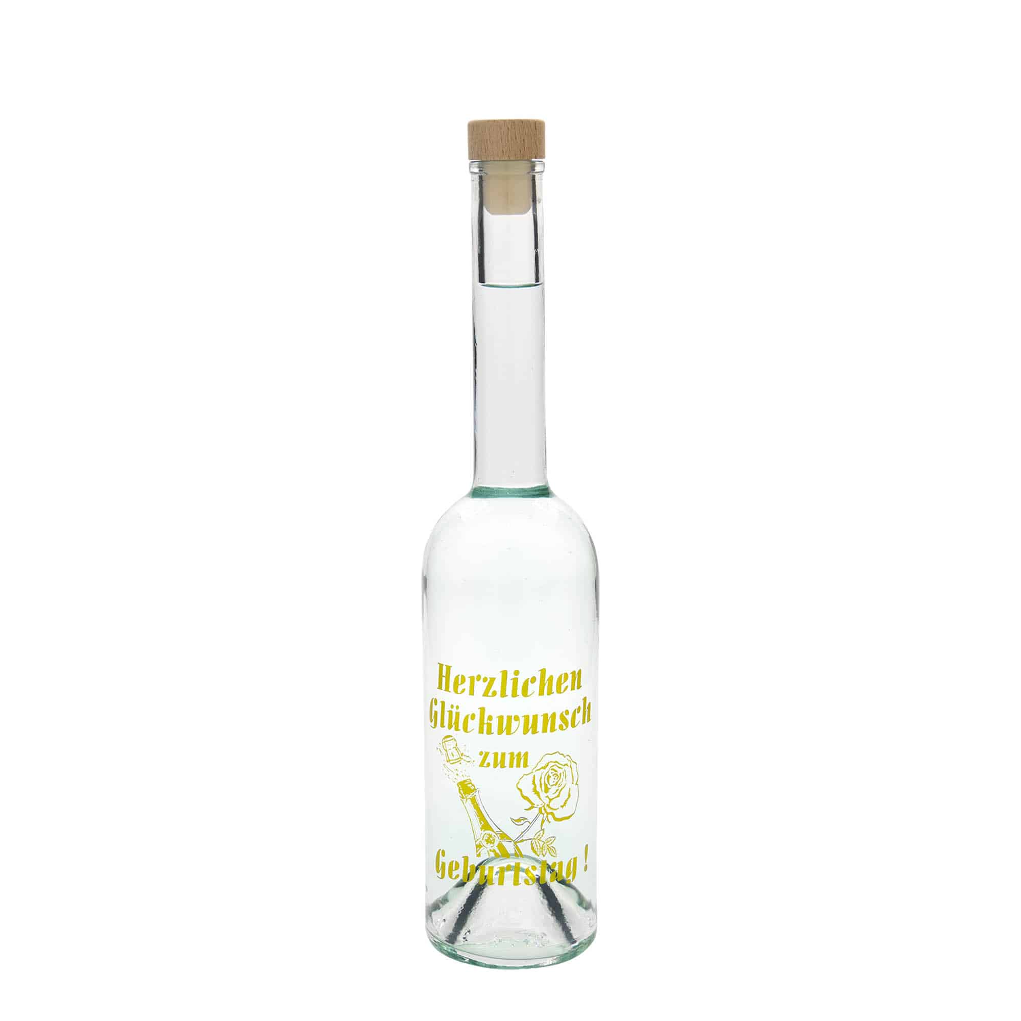 Glazen fles Maximo bedrukt 'Carnaval', 500 ml, monding: kurk