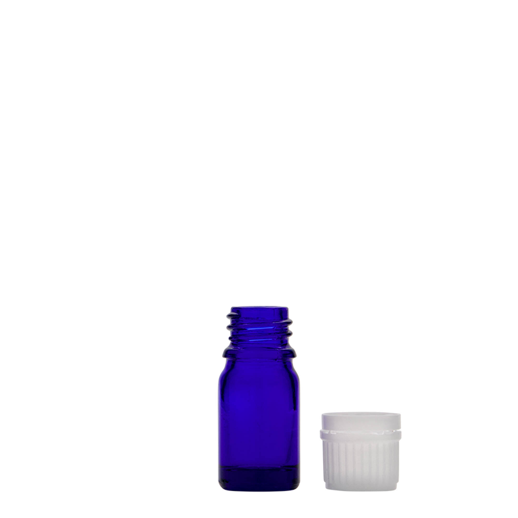 5 ml medicijnflesje, glas, koningsblauw, opening: DIN 18