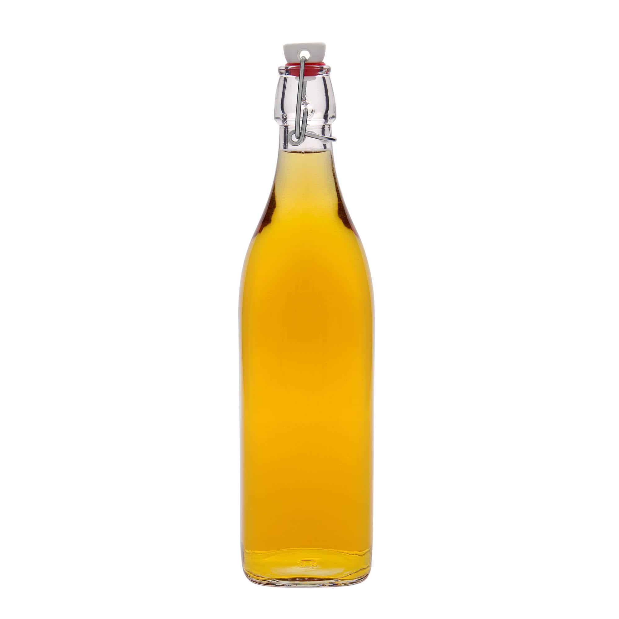 1.000 ml glazen fles 'Swing, vierkant, hals: beugelsluiting'
