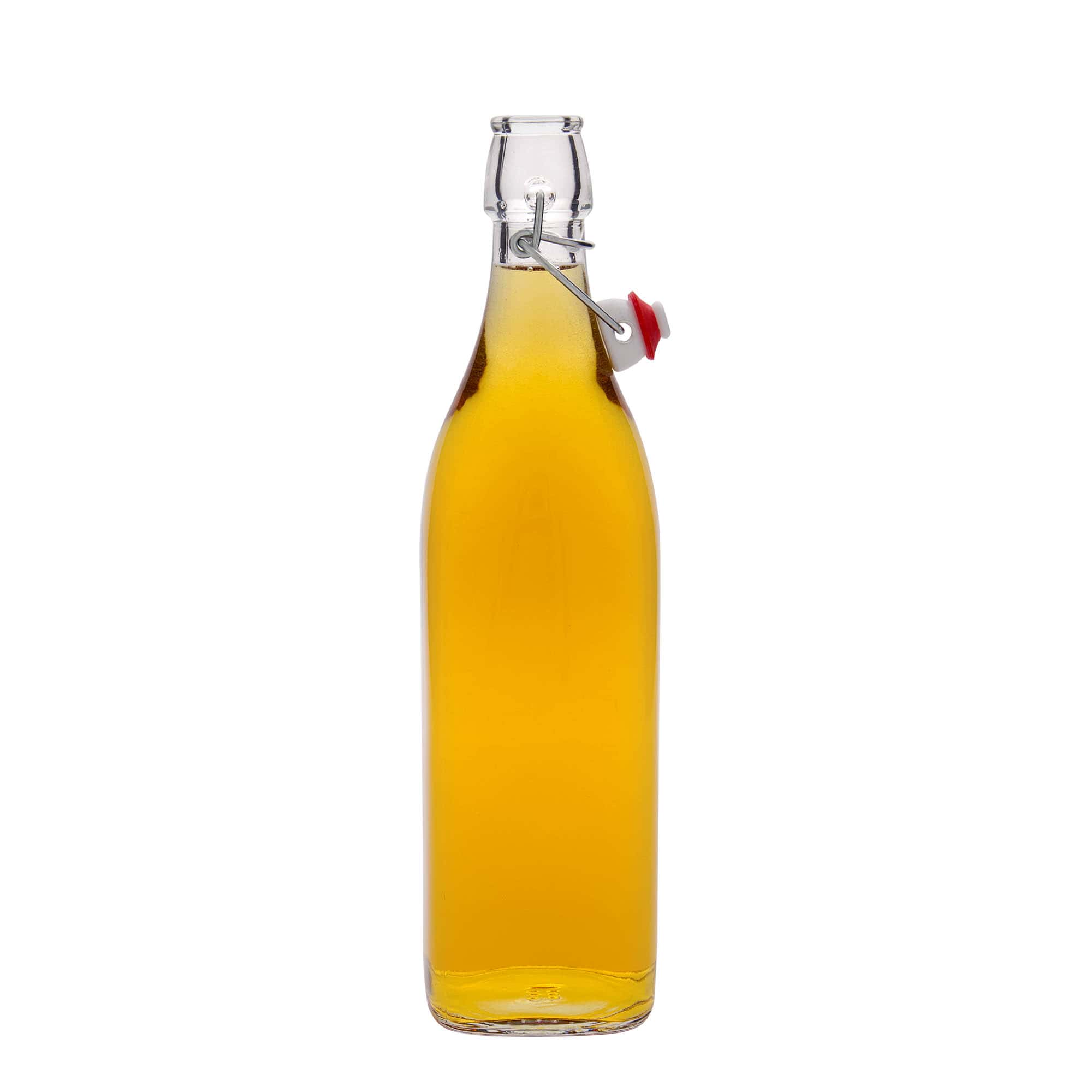 1.000 ml glazen fles 'Swing, vierkant, hals: beugelsluiting' 1.000 ml glazen fles 'Swing, vierkant, hals: beugelsluiting'