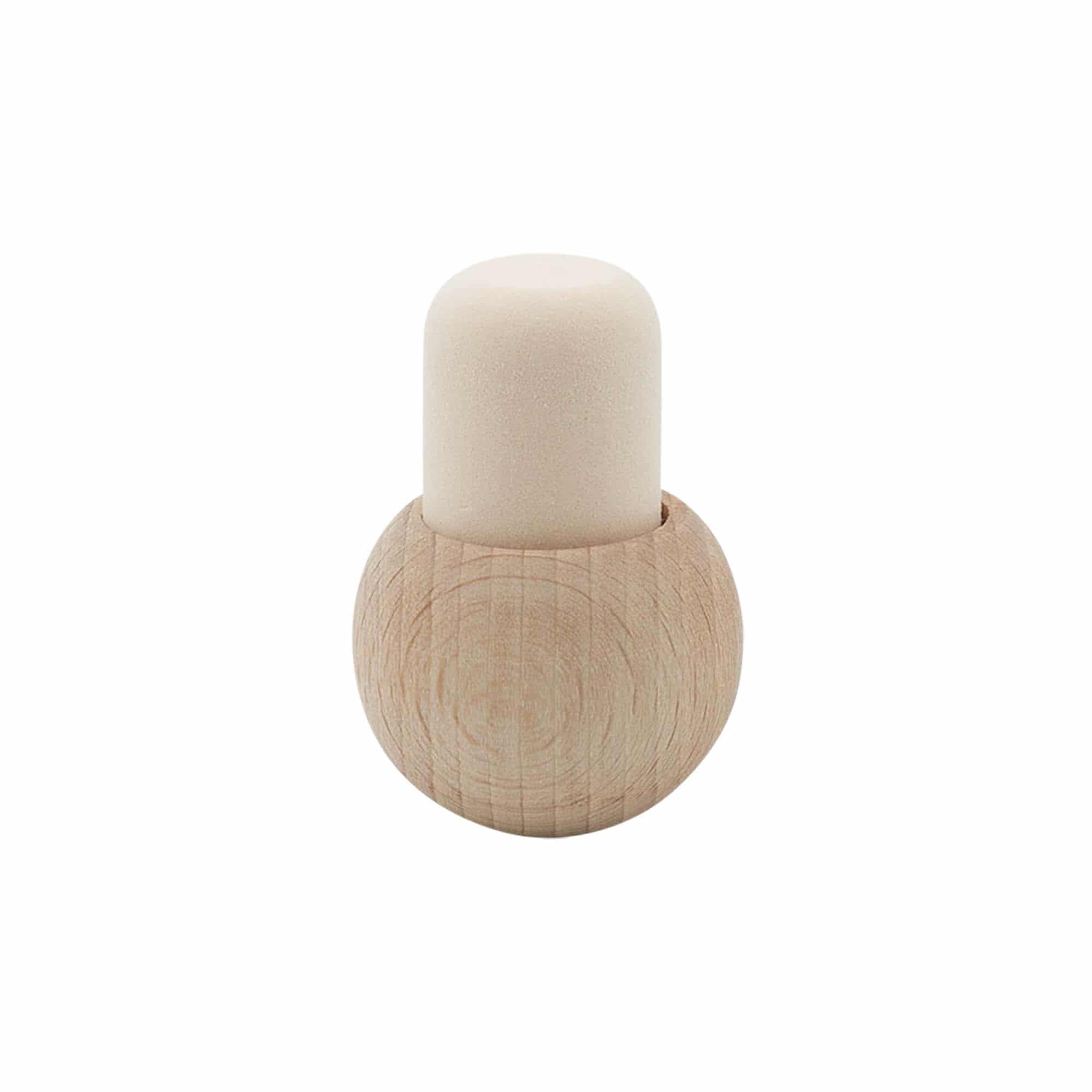 Dopkurk 'Bol', 19 mm, hout, voor monding: kurk