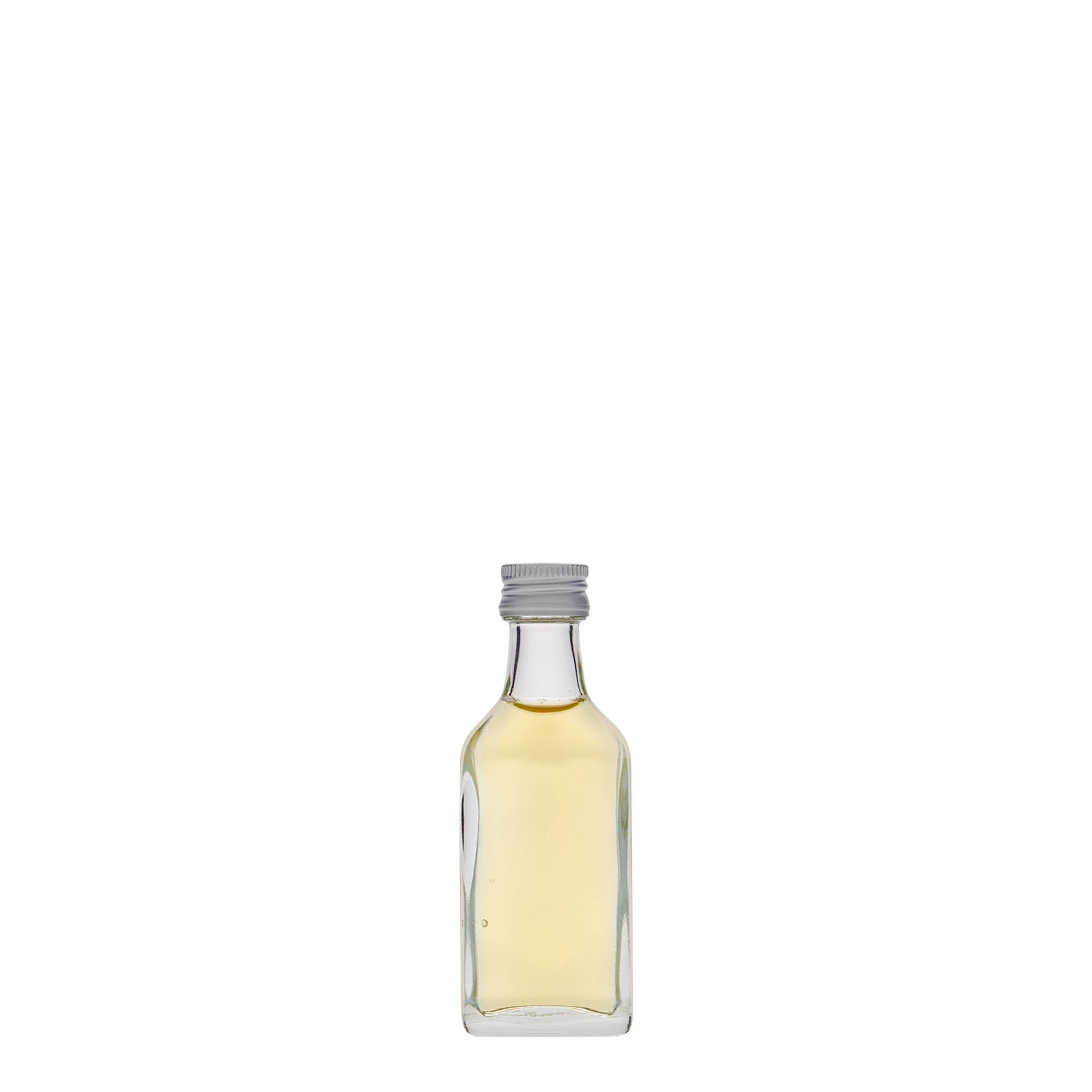 20 ml zakflesje, rechthoekig, glas, opening: PP 18