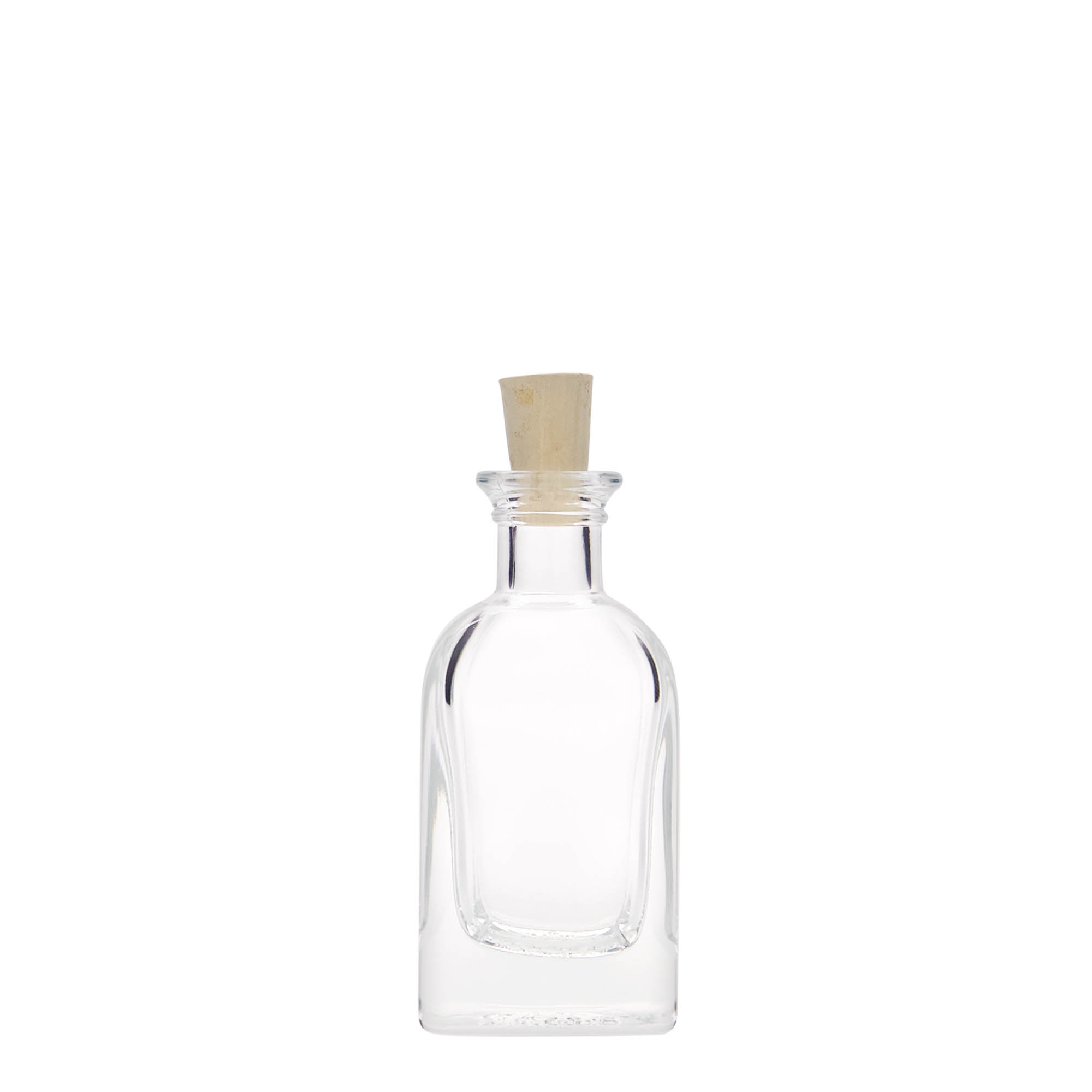 40 ml glazen fles Apotheker Carré, vierkant, opening: kurk 40 ml glazen fles Apotheker Carré, vierkant, opening: kurk