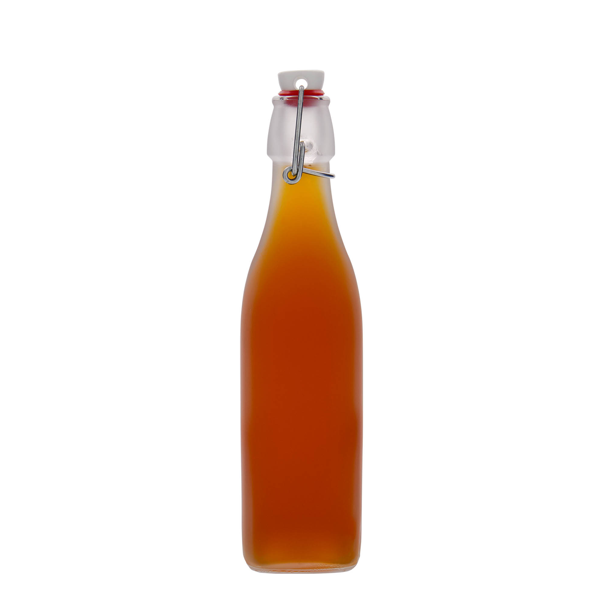 500 ml glazen fles 'Swing, vierkant, wit, opening: beugelstop' 500 ml glazen fles 'Swing, vierkant, wit, opening: beugelstop'
