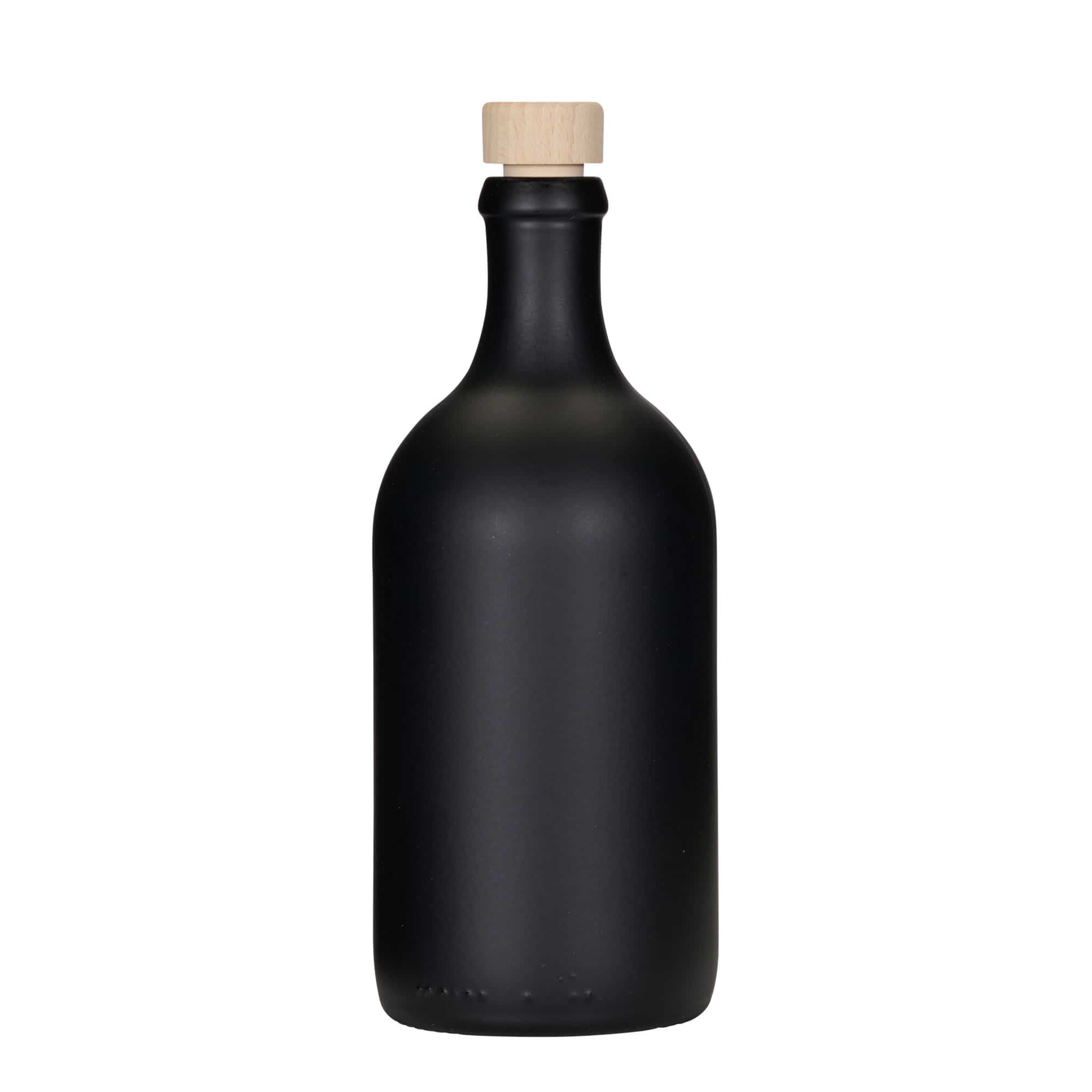 500 ml glazen fles 'Ginevra Leggera', zwart, opening: kurk