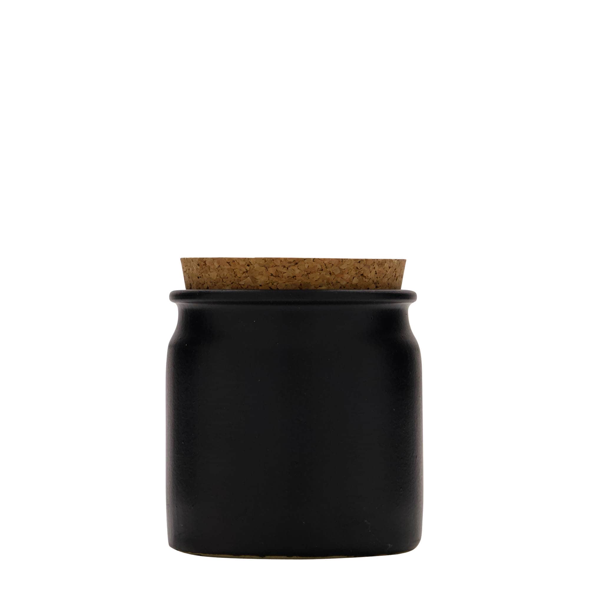 160 ml steengoedpot, keramiek, zwart, opening: kurk