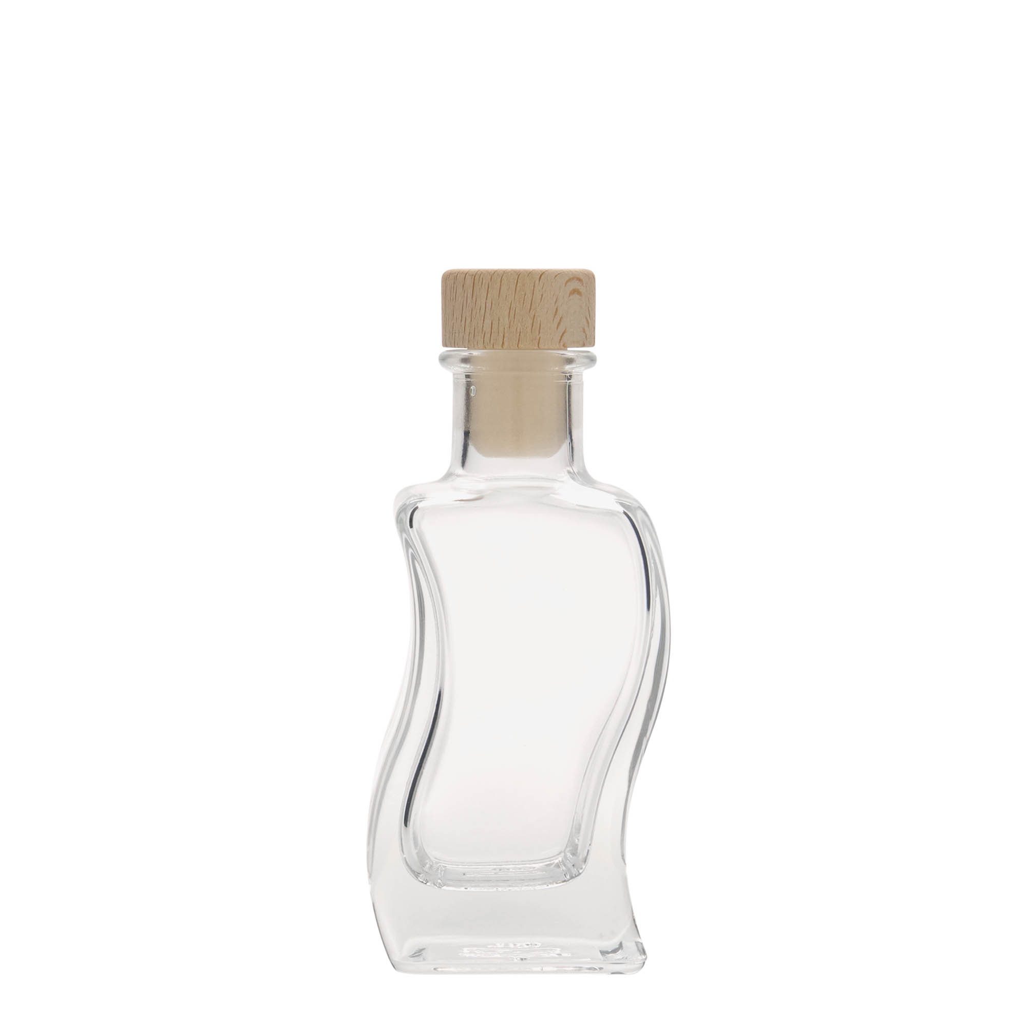 100 ml glazen fles 'Welle', vierkant, opening: kurk 100 ml glazen fles 'Welle', vierkant, opening: kurk