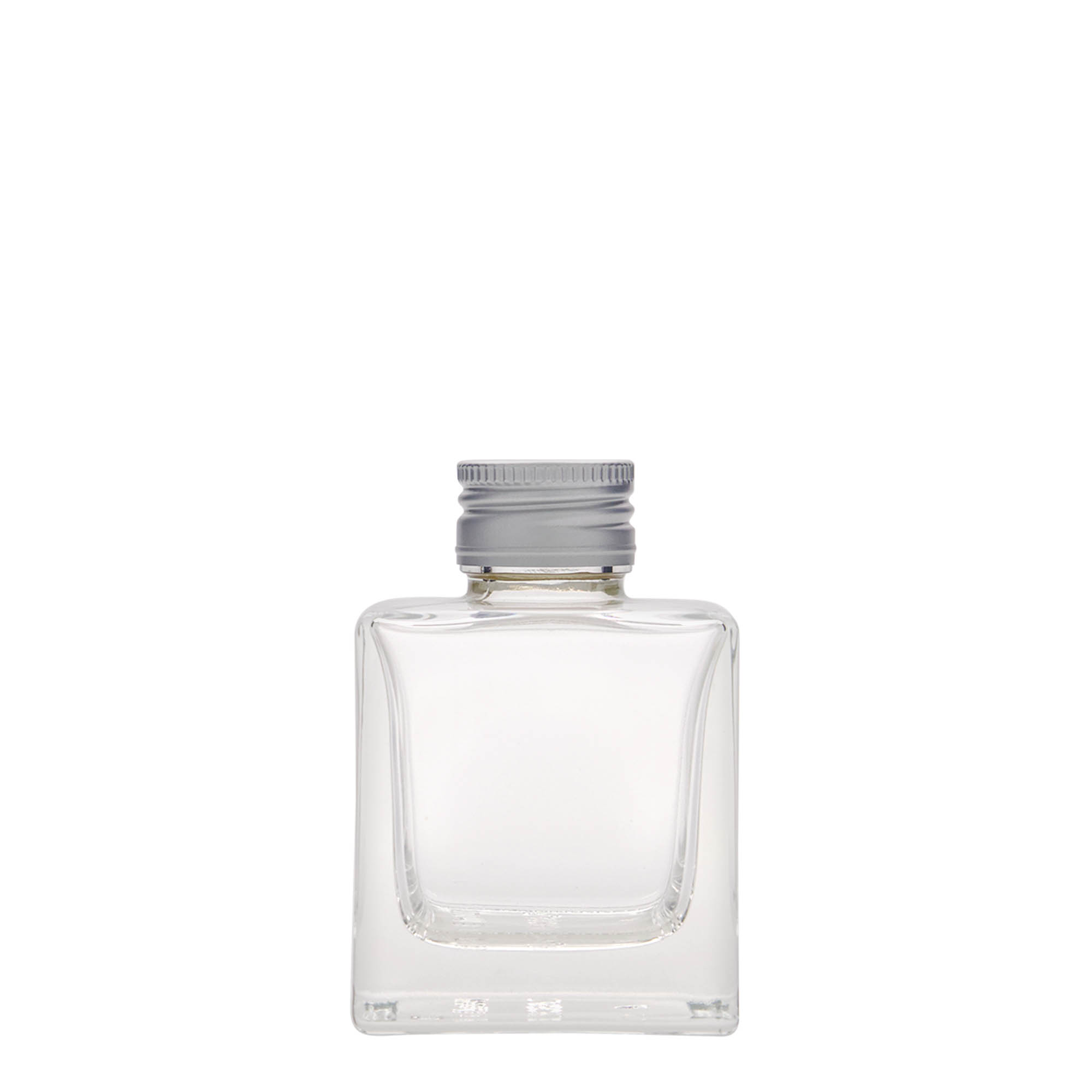 100 ml glazen fles 'Cube', vierkant, hals: PP 28 100 ml glazen fles 'Cube', vierkant, hals: PP 28