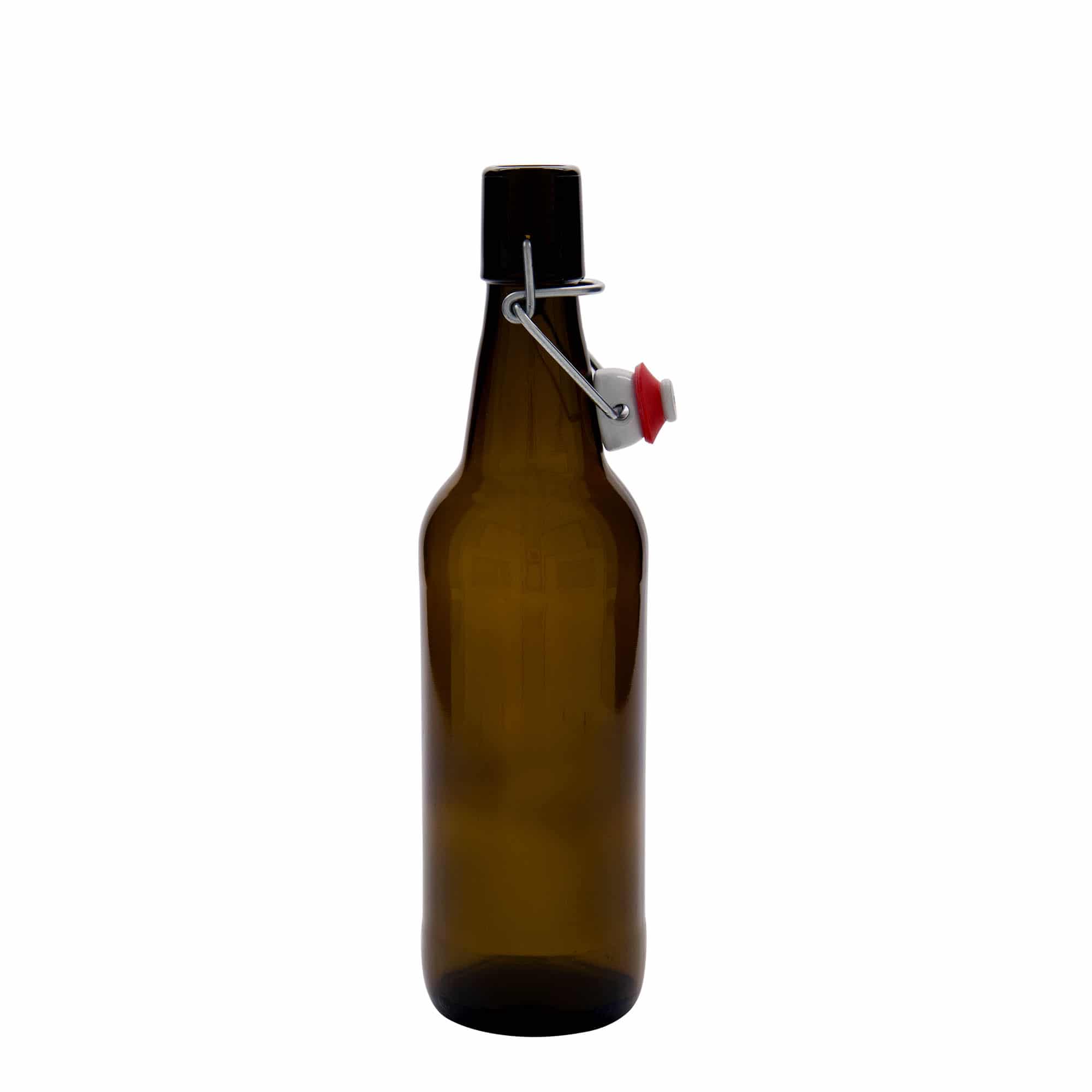 Bierflesje, 500 ml, glas, bruin, monding: beugelsluiting