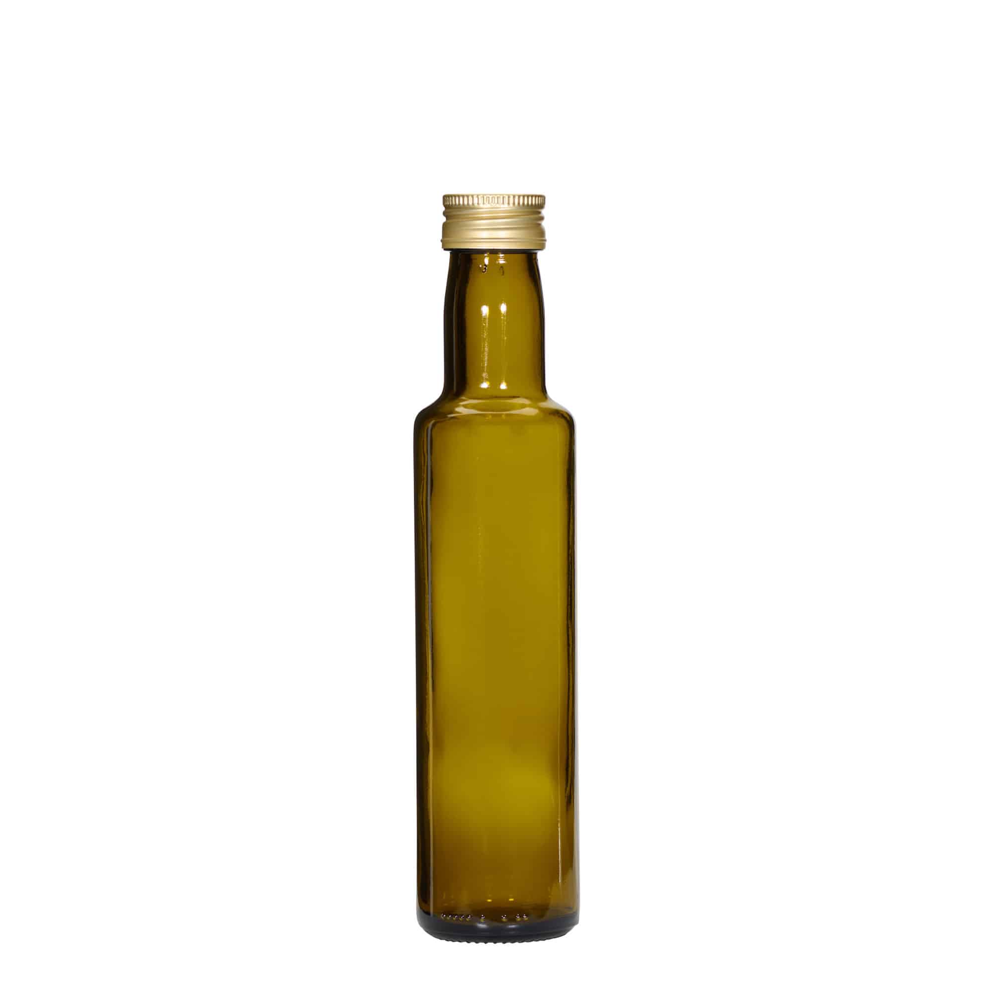 250 ml glazen fles 'Dorica', antiekgroen, opening: PP 31,5