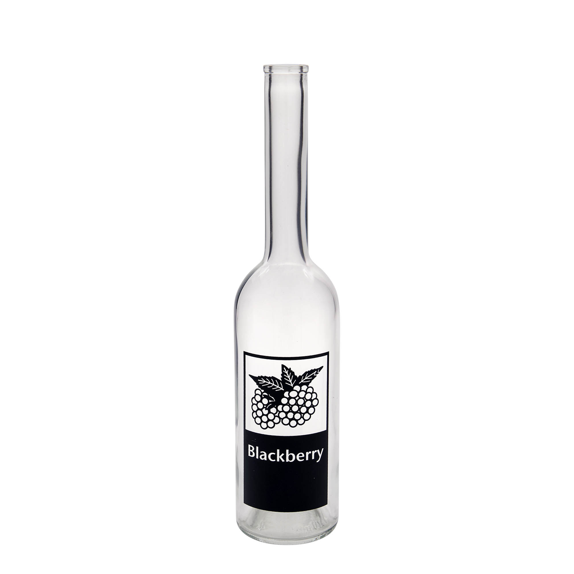 500 ml glazen fles 'Opera', motief: braam, hals: kurk 500 ml glazen fles 'Opera', motief: braam, hals: kurk