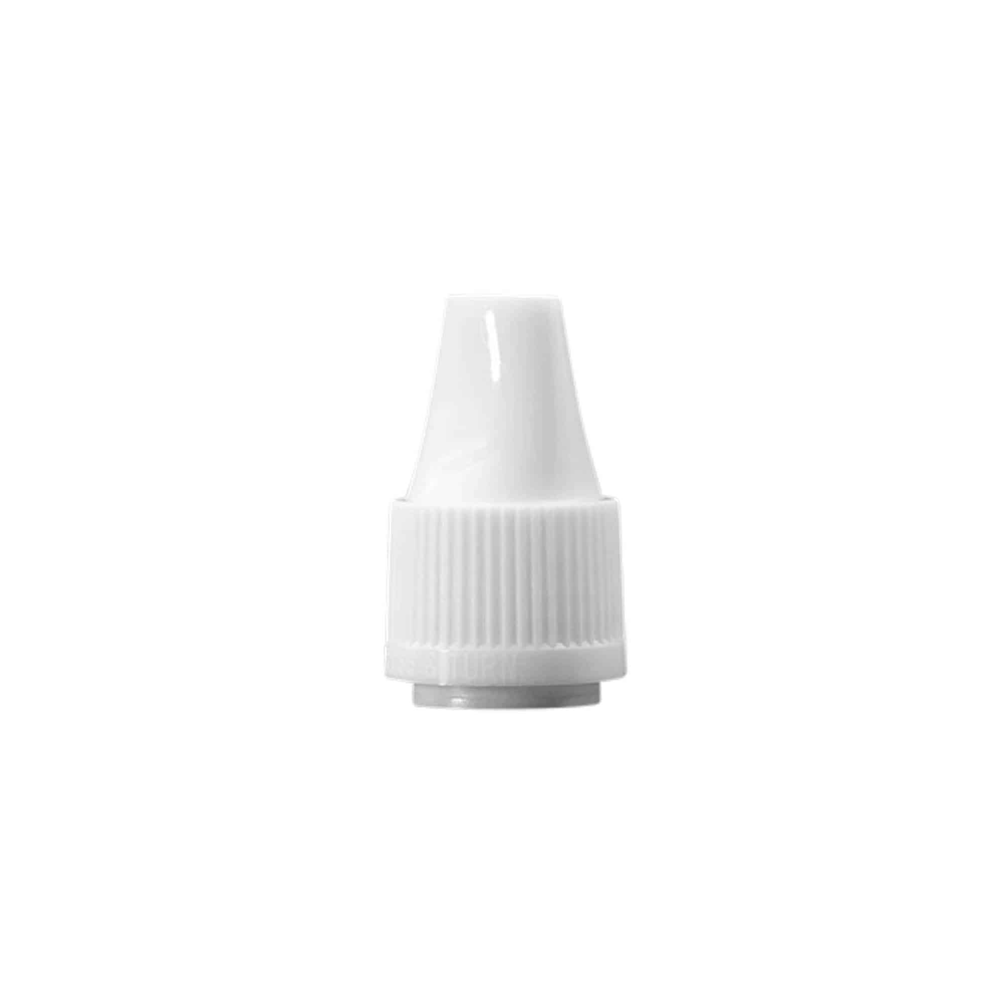Schroefsluiting met kwaliteitsborging en kinderbeveiliging voor 'E-Liquid', PP-kunststof, wit