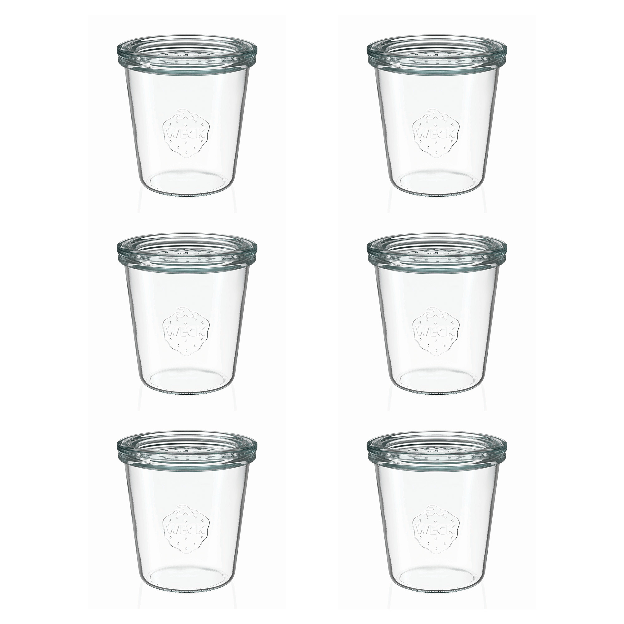 6x 290 ml hoog WECK-stortglas met glazen deksel RR 80
