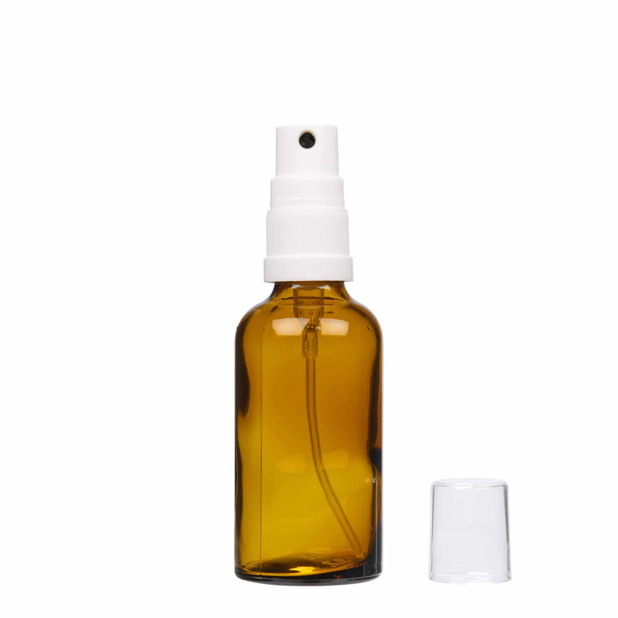 50 ml spuitflesje medicijn, glas, bruin, opening: DIN 18