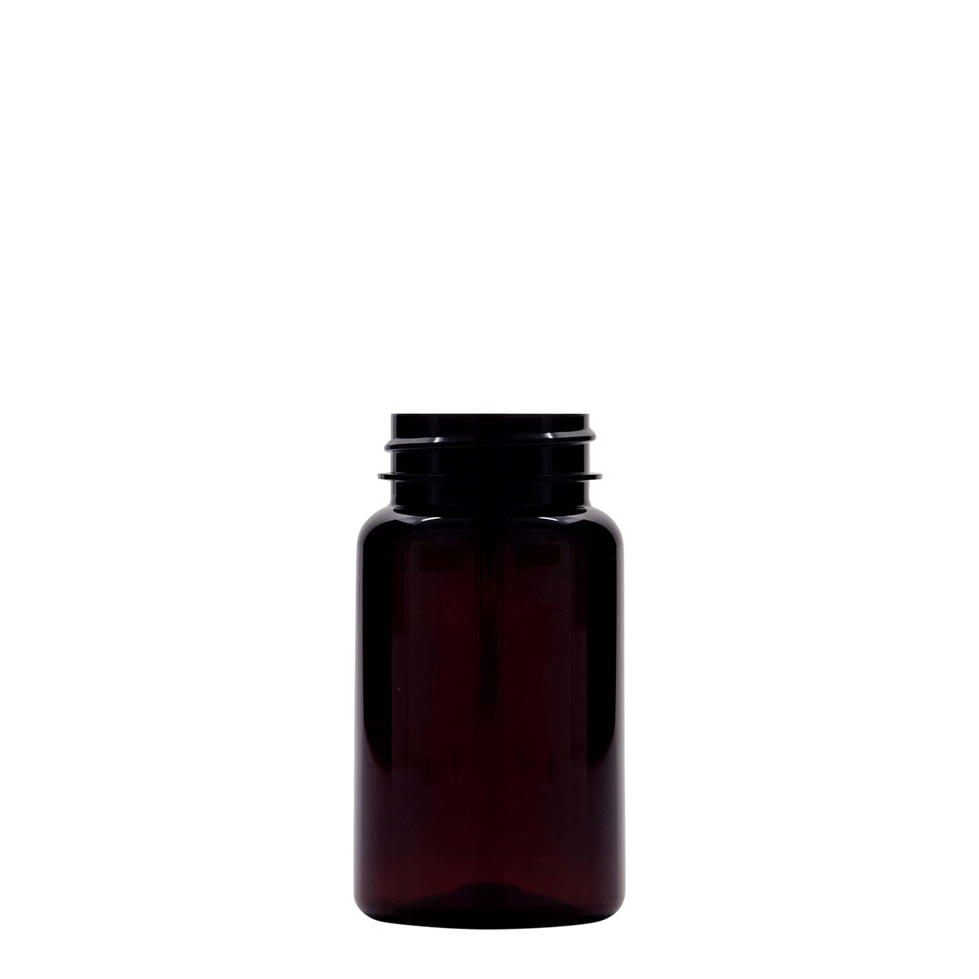 100 ml PET-fles, kunststof, bruin, hals: 38/400