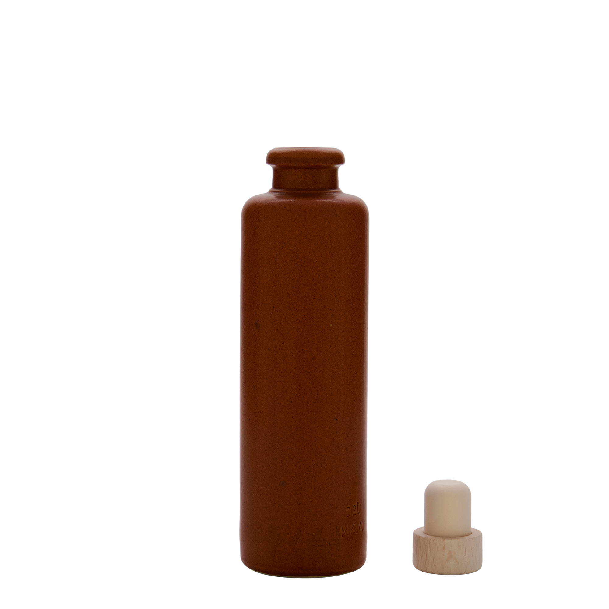 200 ml Tonkan, steengoed, roodbruin, monding: kurk