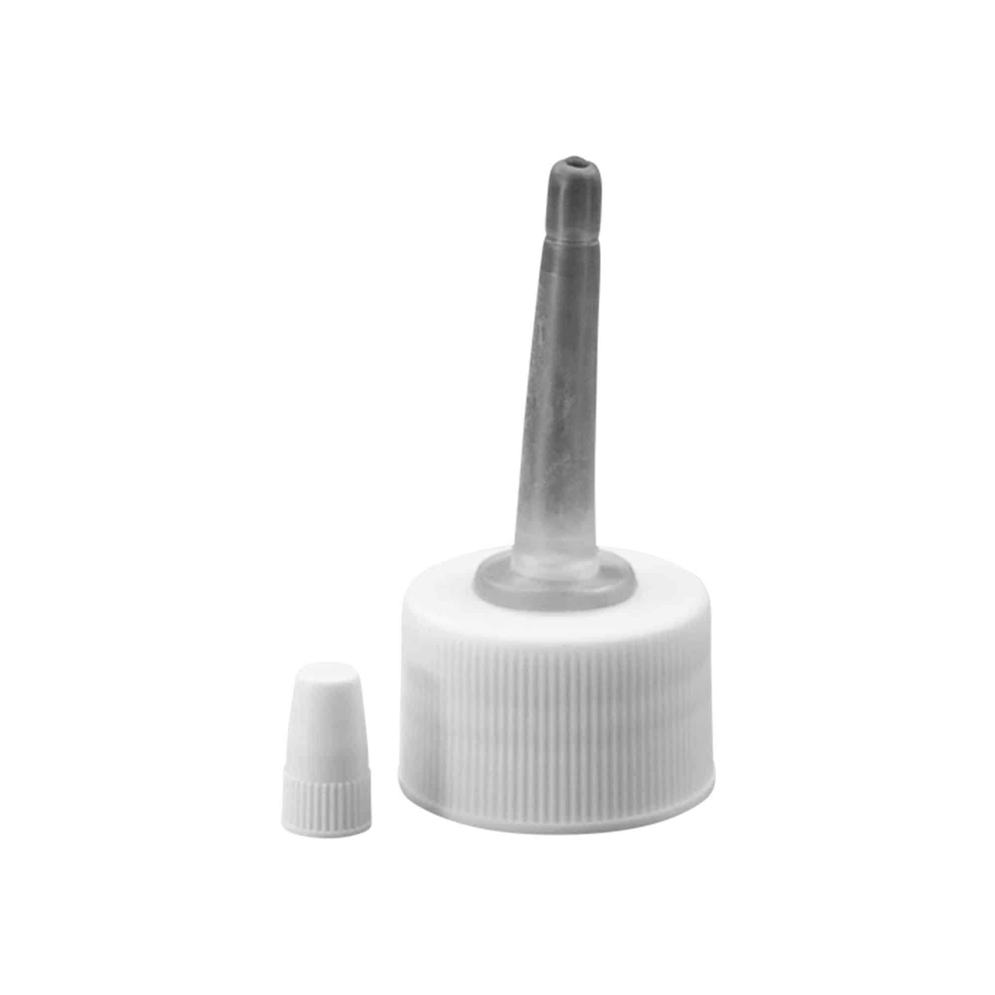 Schroefsluiting met applicator, PP-kunststof, wit, voor monding: 24/410