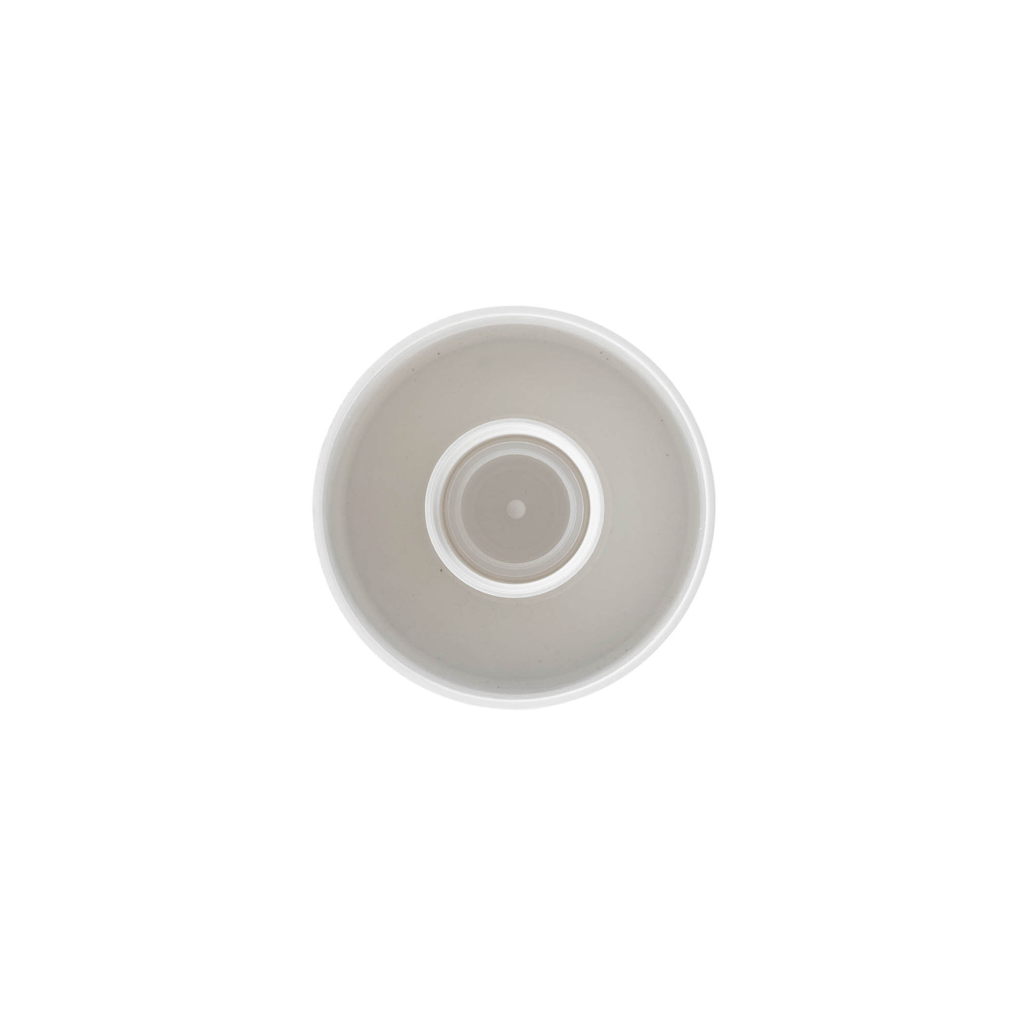 Schroefdop ronde fles met spuitinzet, PE-kunststof, wit, voor opening: DIN 25