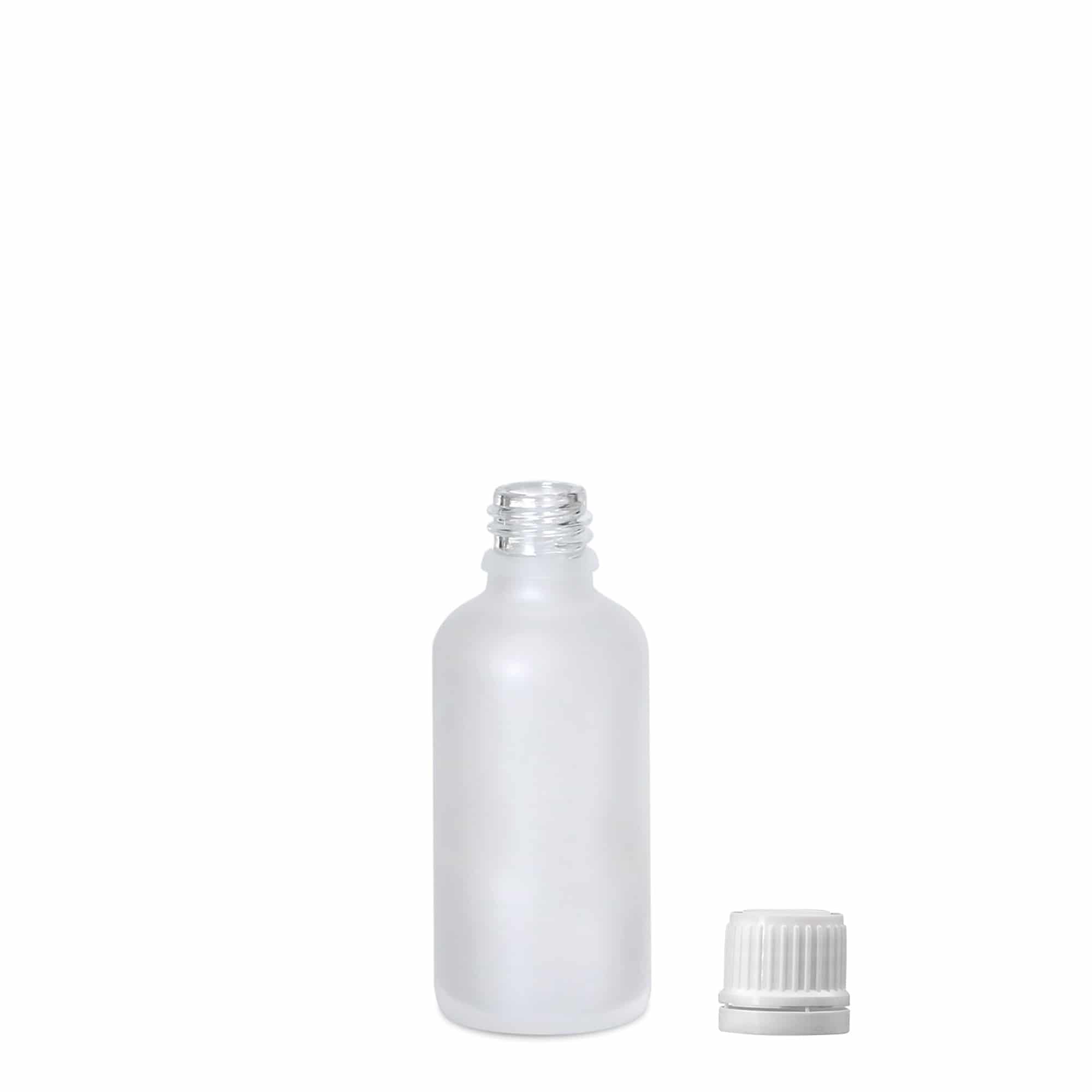50 ml medicijnfles, glas, mat, hals: DIN 18