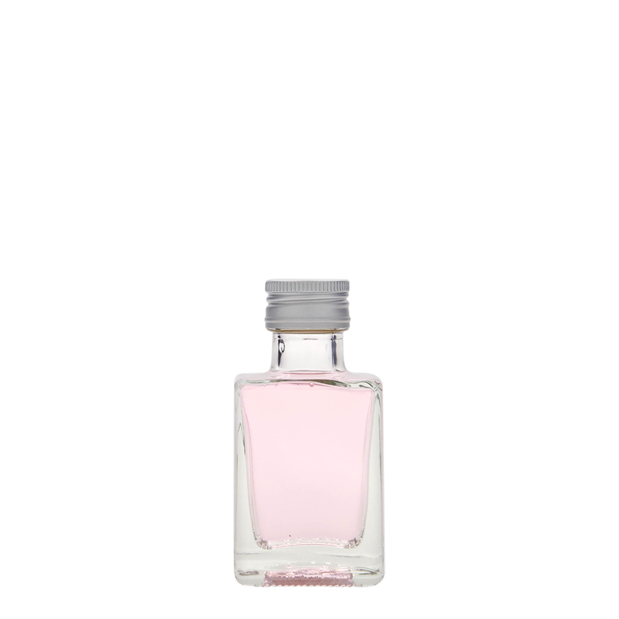 50 ml glazen fles 'Cube', vierkant, monding: PP 24 50 ml glazen fles 'Cube', vierkant, monding: PP 24