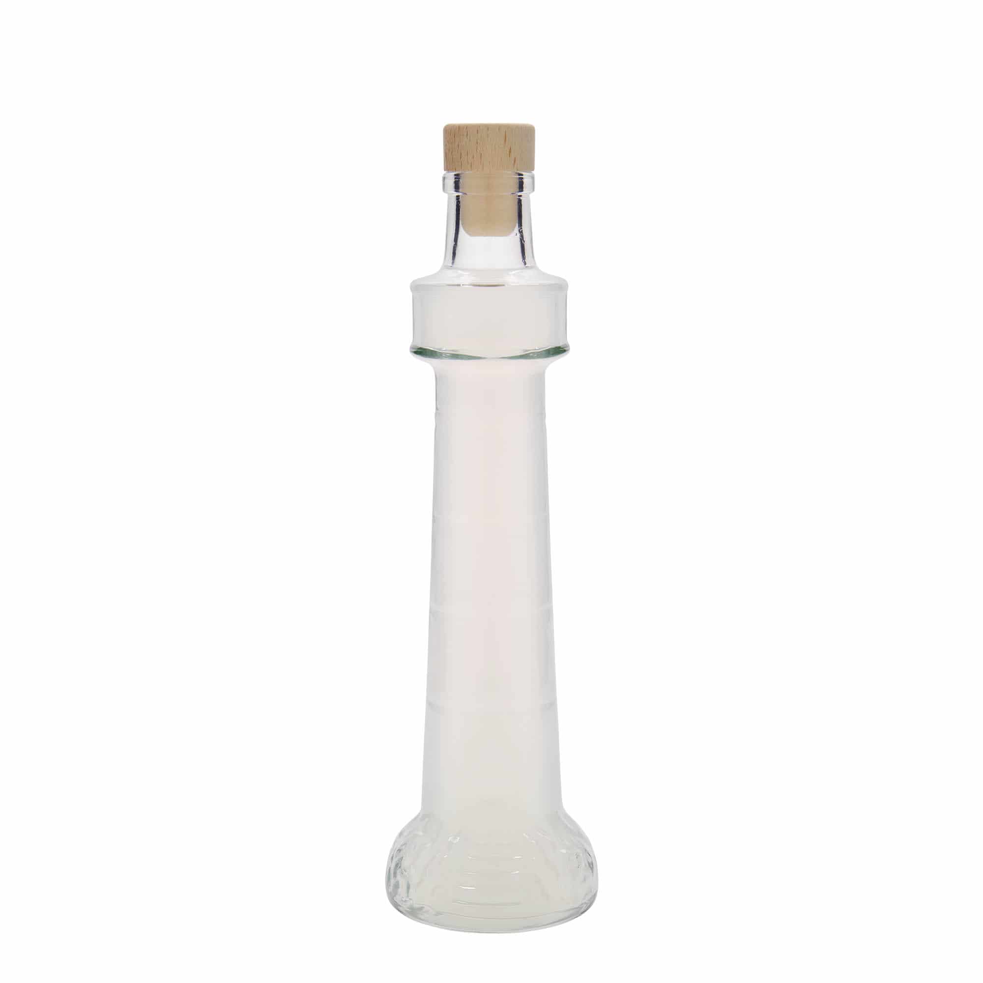 Glazen fles 'Vuurtoren', 200 ml, monding: kurk