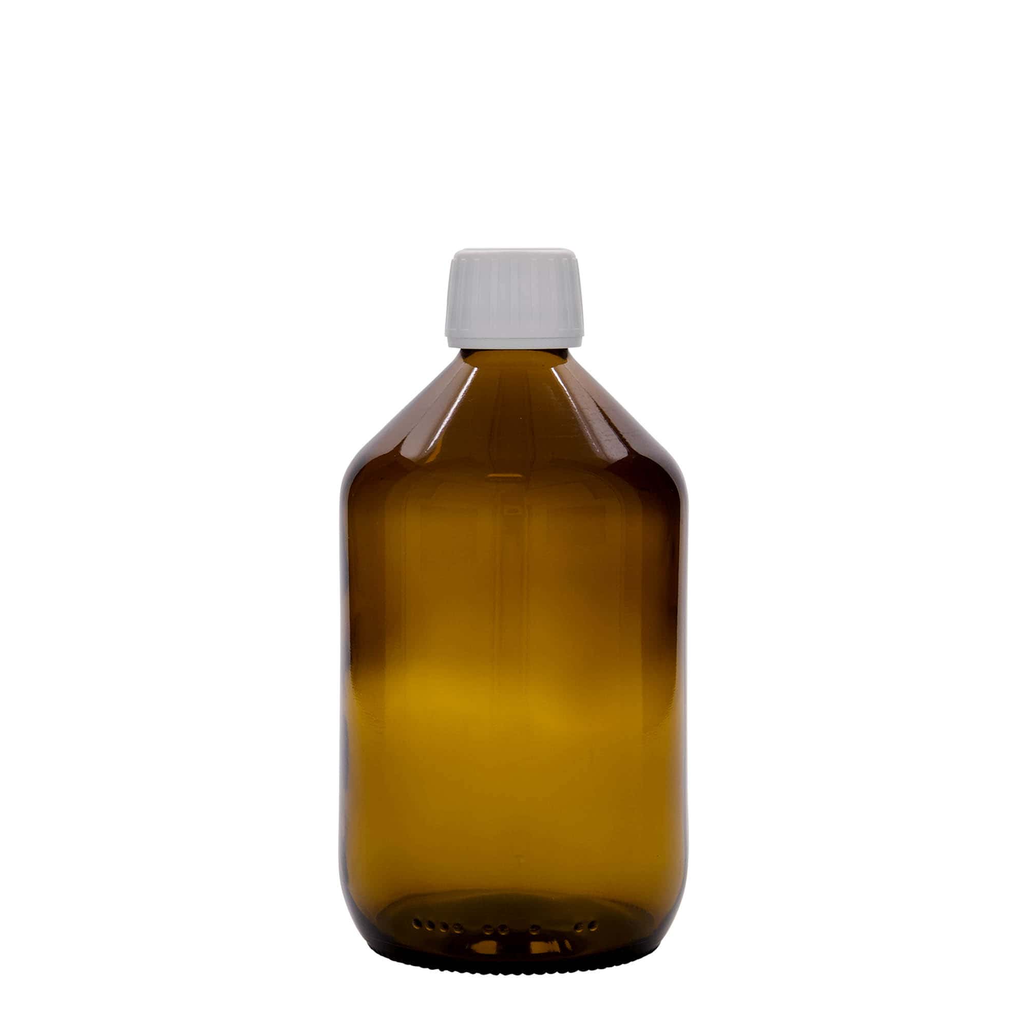 500 ml medische fles, bruin, glas, opening: PP 28