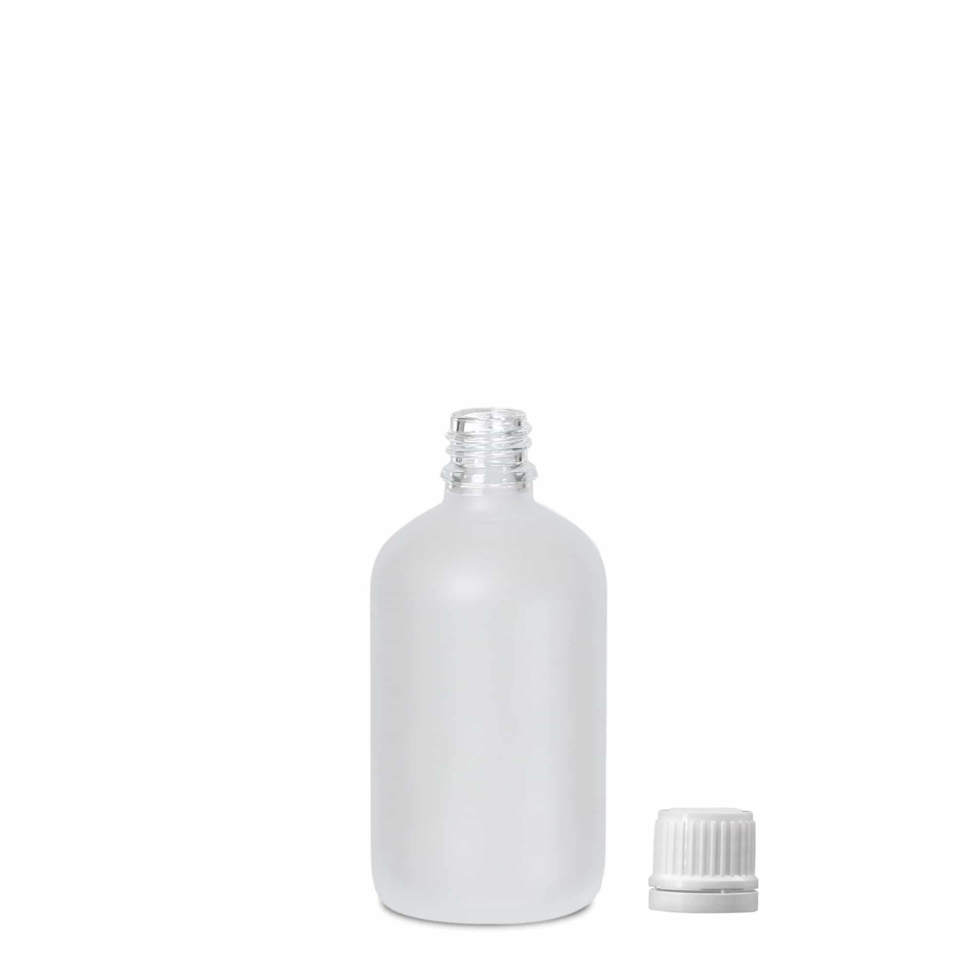 100 ml medicijnflesje, glas, mat, opening: DIN 18
