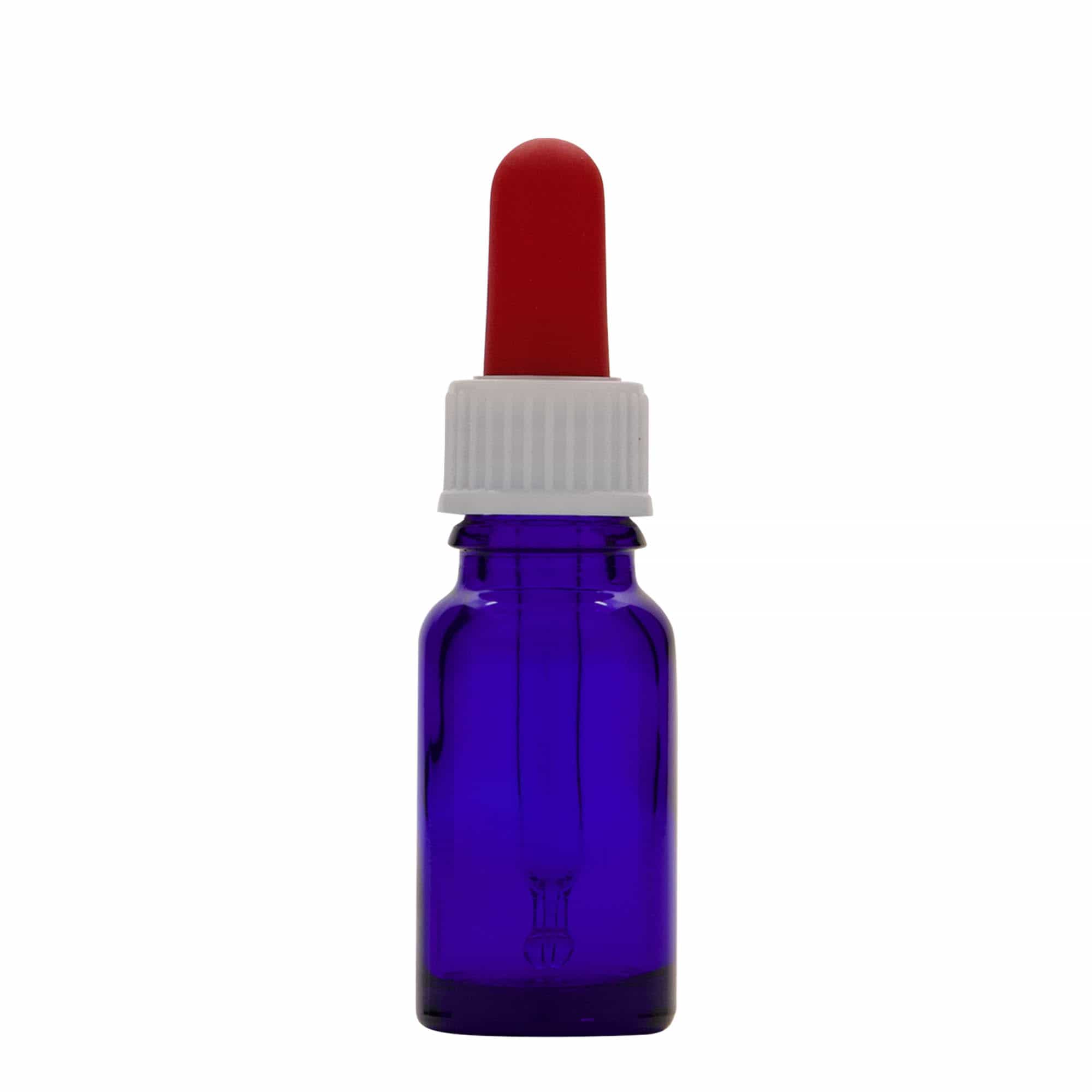 10 ml pipetflesje medicijn, glas, koningsblauw-rood, mondstuk: DIN 18