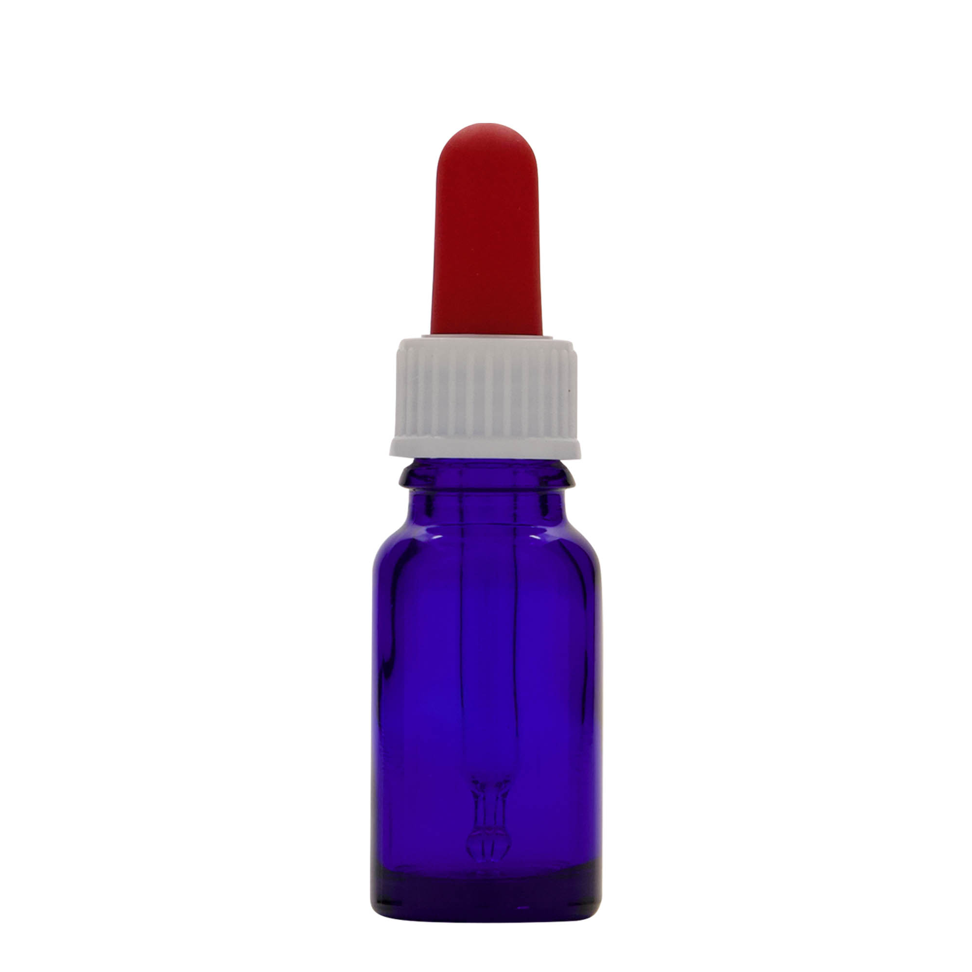 10 ml pipetflesje medicijn, glas, koningsblauw-rood, mondstuk: DIN 18