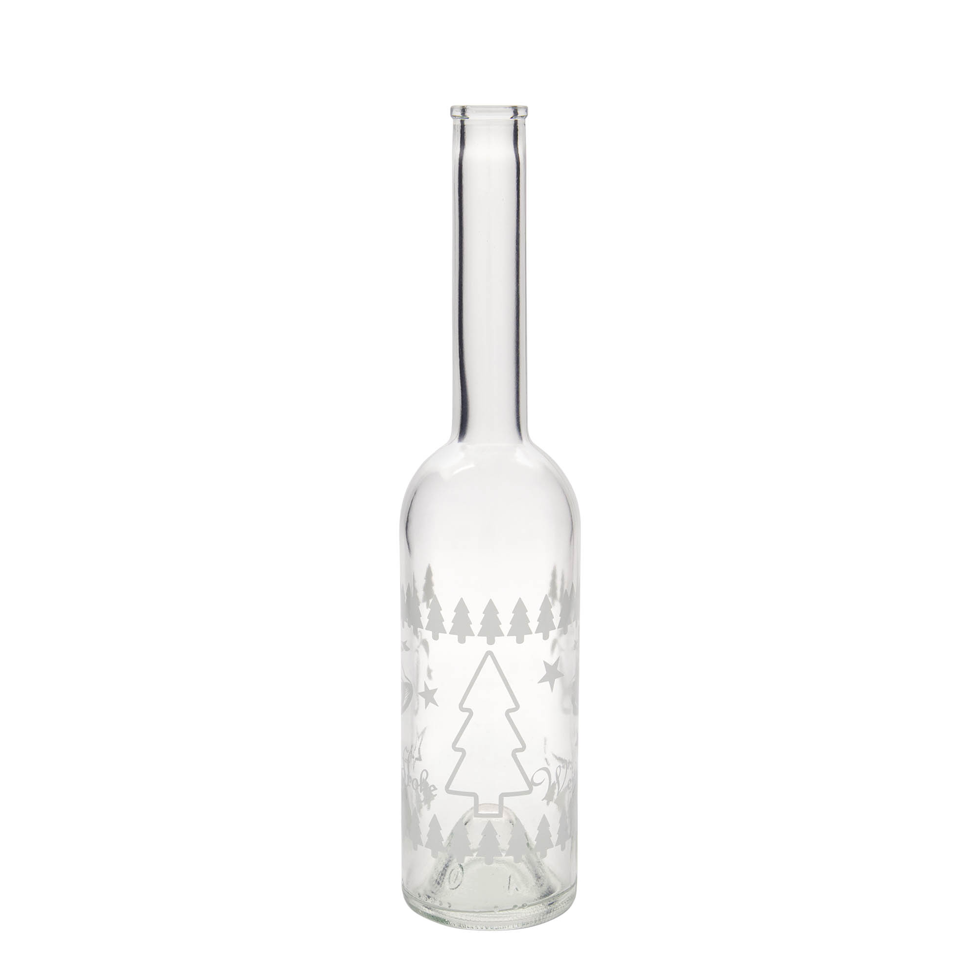 500 ml glazen fles 'Opera', motief: klassieke kerst, hals: kurk