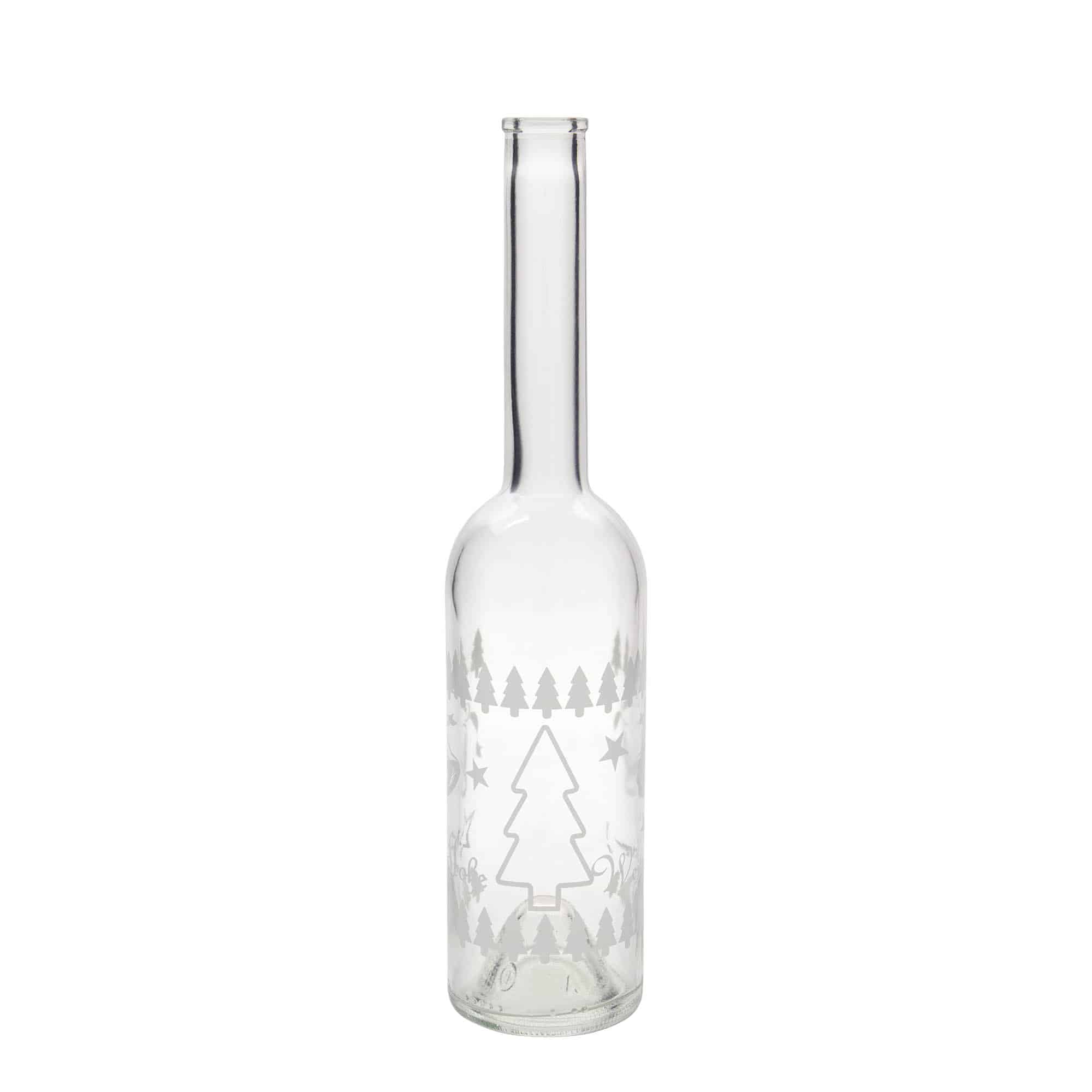 500 ml glazen fles 'Opera', motief: klassieke kerst, hals: kurk