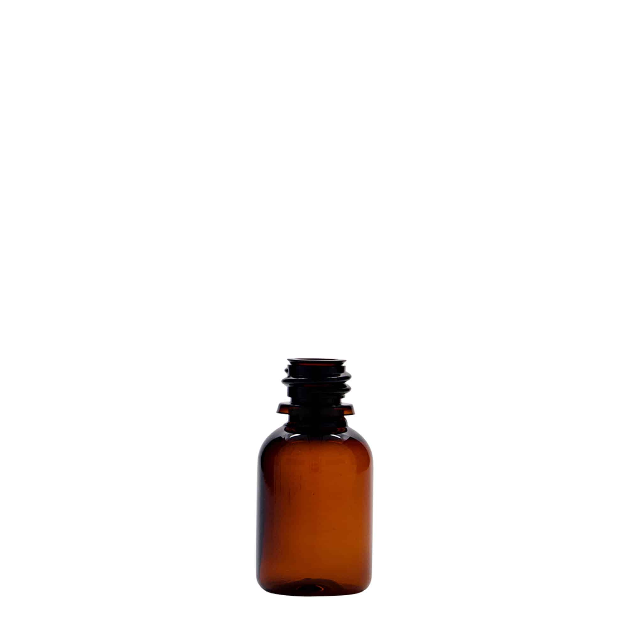 20 ml PET-medicijnfles 'Easy Living', bruin, kunststof, opening: DIN 18