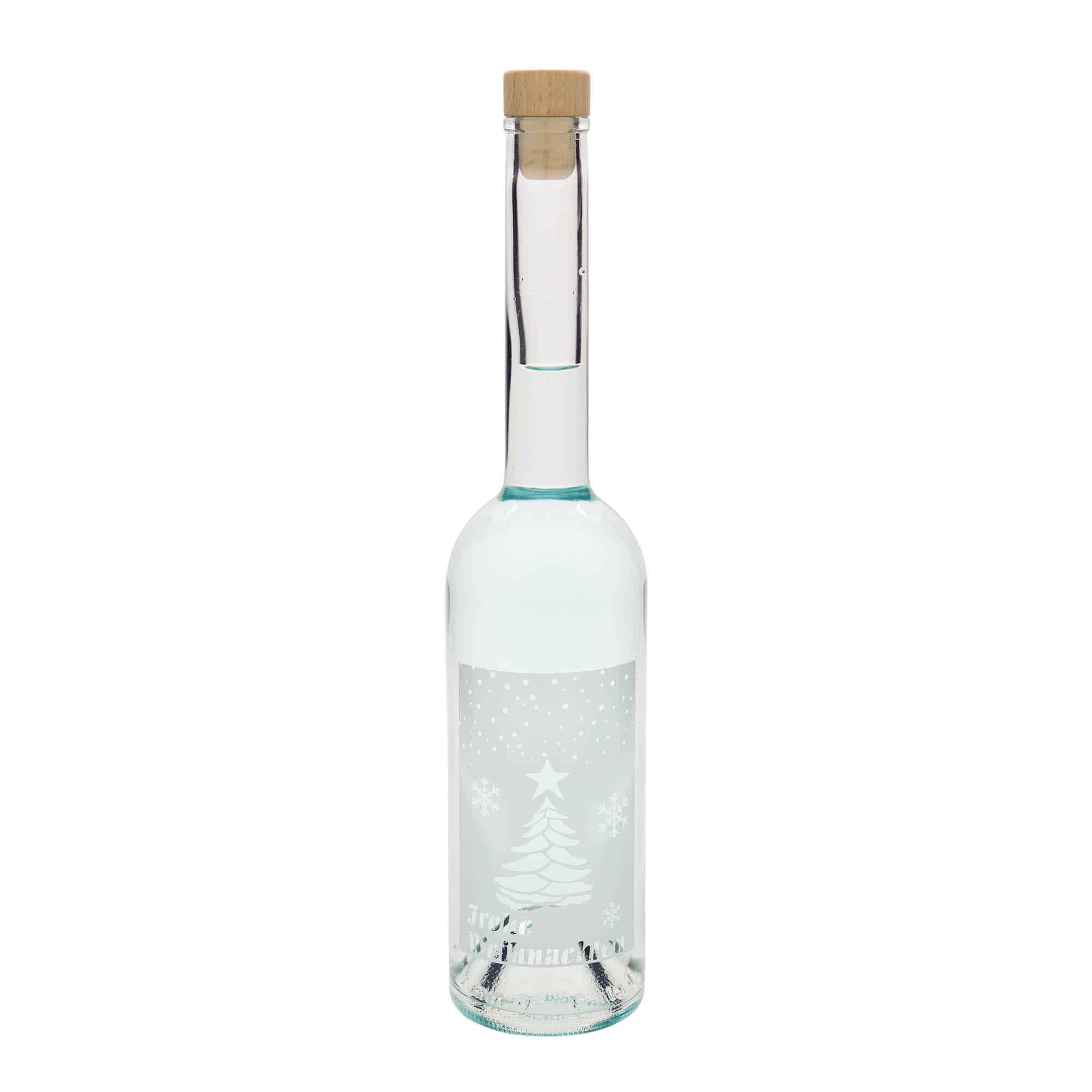 Glazen fles 'Opera', 500 ml, motief: Witte kerst, monding: kurk