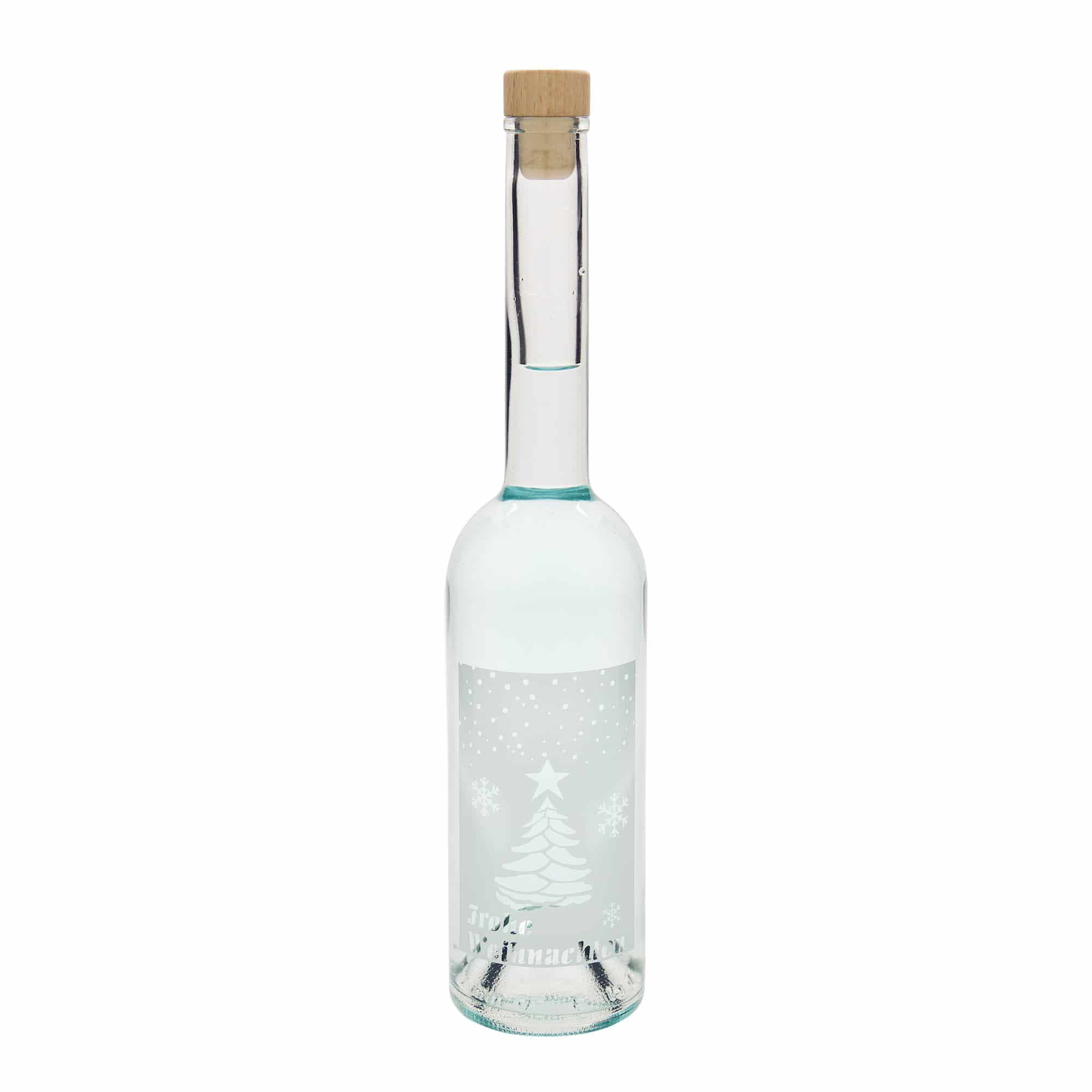 500 ml glazen fles 'Opera', motief: Witte Kerst, hals: kurk