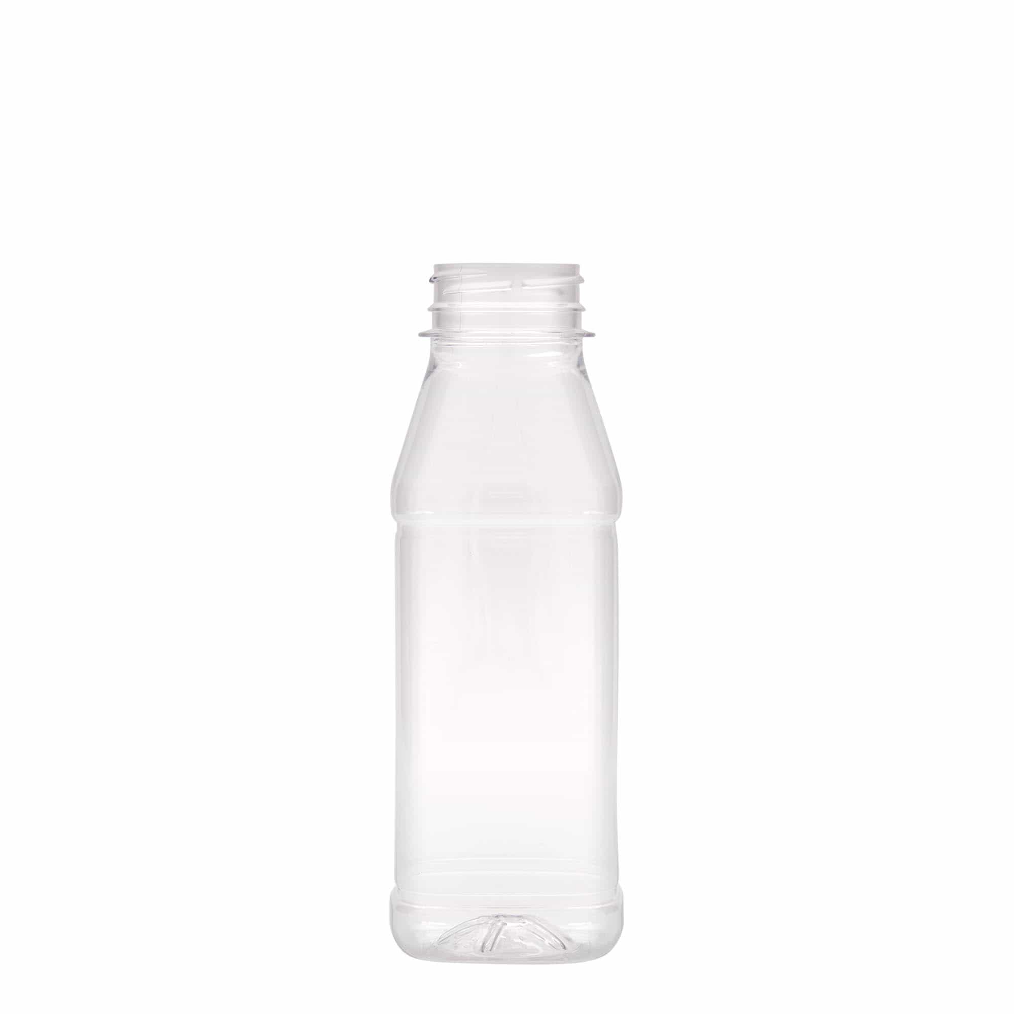 330 ml PET-fles 'Milk and Juice Carré', vierkant, kunststof, hals: 38 mm